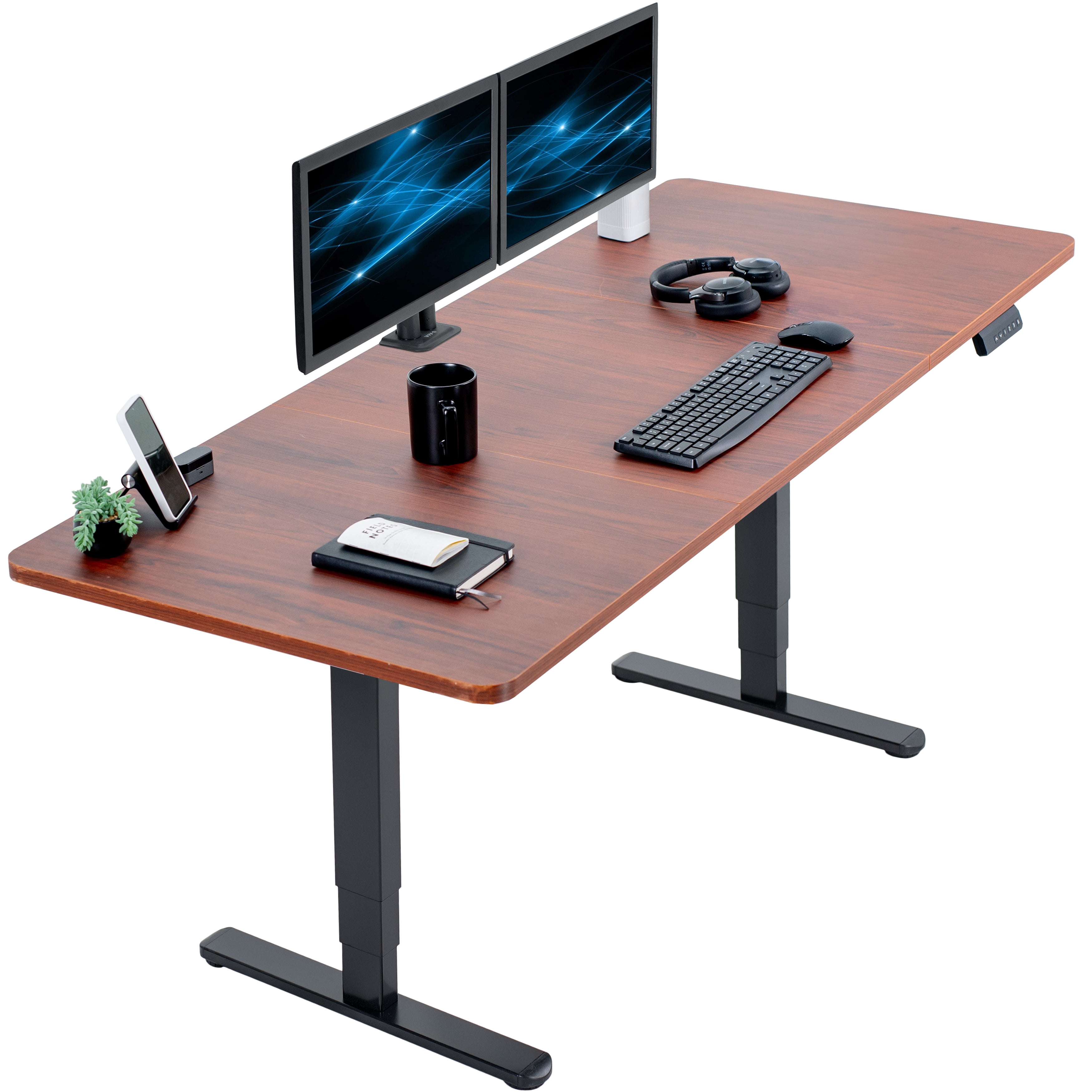 2B Series 71 x 30 Electric Standing Desk with Push Button Memory Controller - Adjustable Height Workstation for Home Office & Gaming Setup