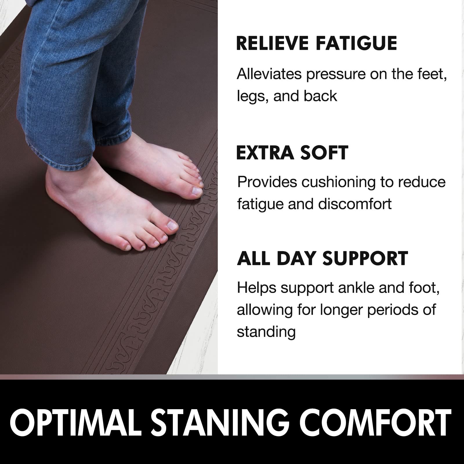 Anti Fatigue Kitchen Mats for Standing - Extra Thick Cushioned Comfort Floor Mat for Home, Office & Laundry - Non Slip Waterproof Desk Mat for Pain Relief (24