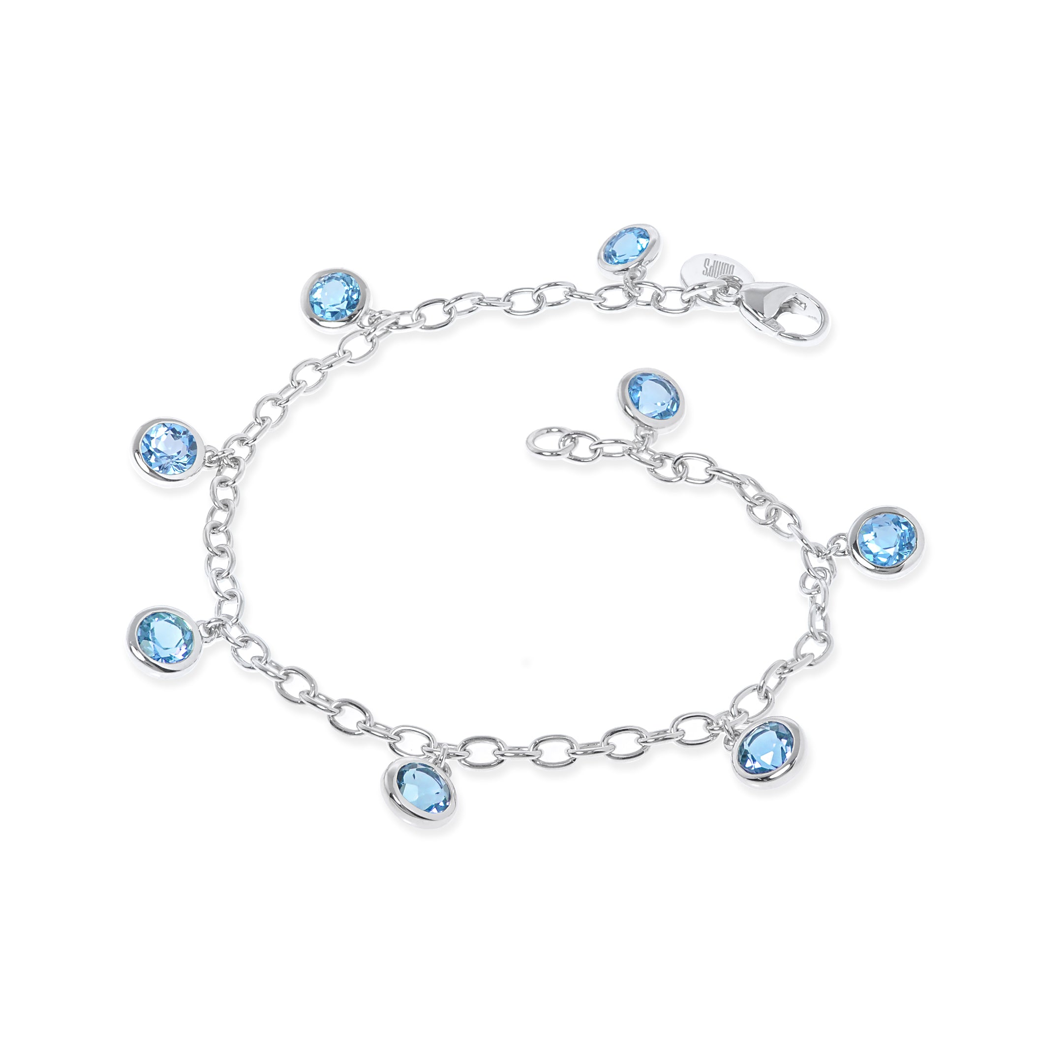 Elegant Swiss Blue Topaz Dewdrops Bracelet | Genuine Gemstone Jewelry for Women | Perfect for Weddings, Parties & Special Occasions