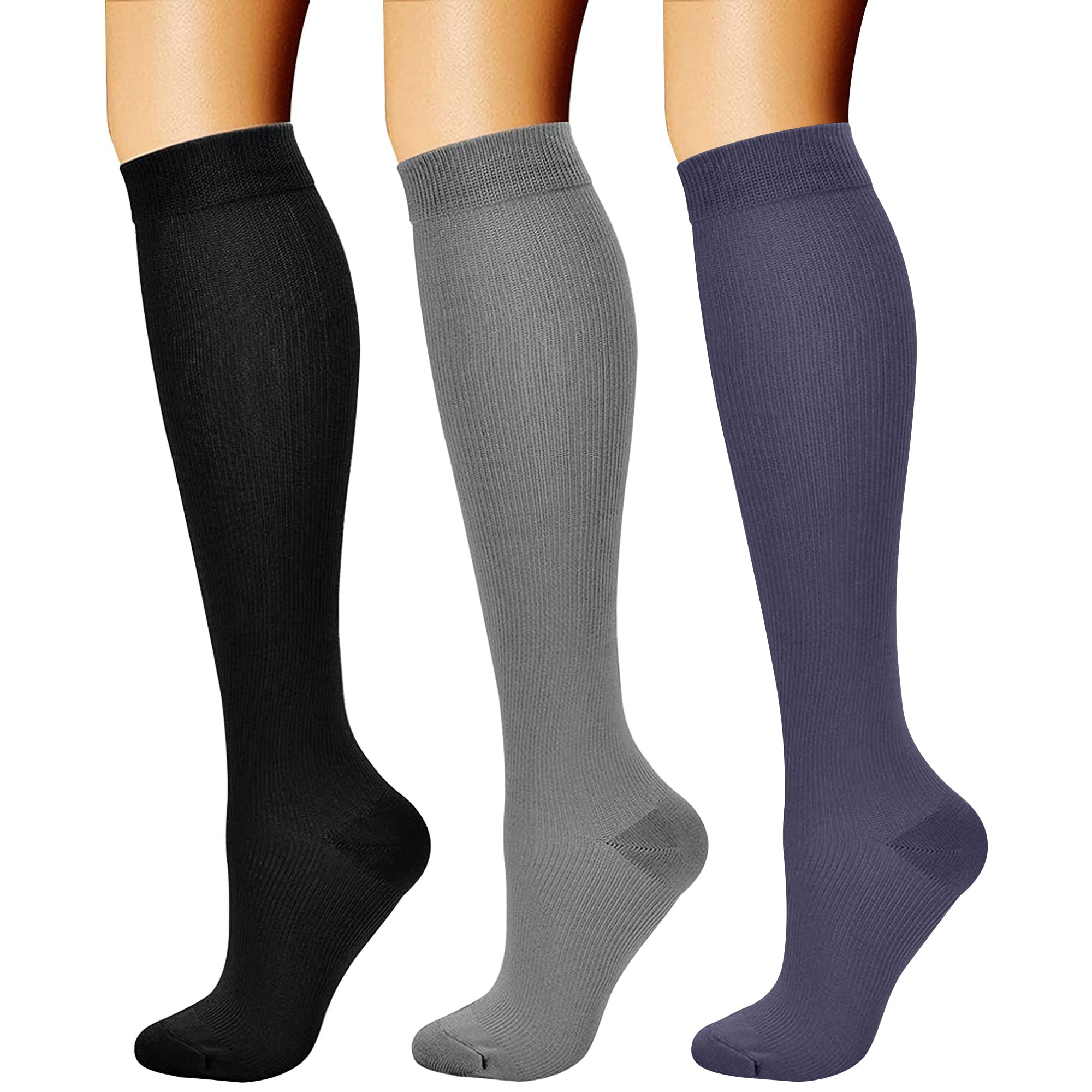 CHARMKING 15-20 mmHg Compression Socks for Women & Men - 3 Pairs - Best for Circulation, Running, Cycling & Travel - Support for Athletes, Nurses & Long Flights