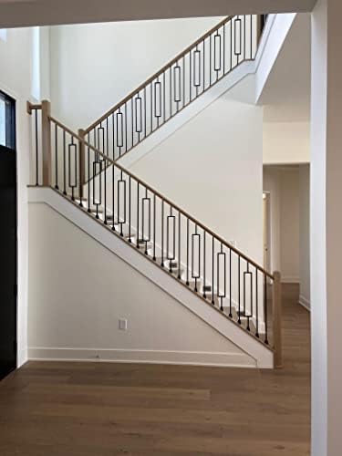 Square Wrought Iron Plain Balusters - Hollow Iron Spindles for Indoor Stair Railings (Satin Black, Pack of 10, 1/2