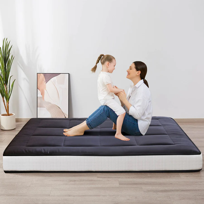 MAXYOYO Padded Japanese Floor Mattress - Black Foldable Roll Up Futon for Bedroom, Guest Room & Travel | Comfortable Floor Sleeping Mat for Adults & Kids