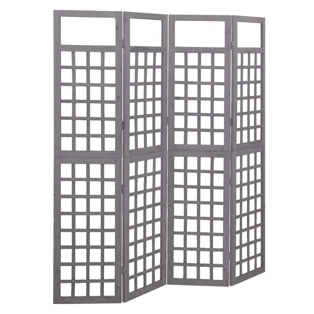 4-Panel Wooden Room Divider - 63.4