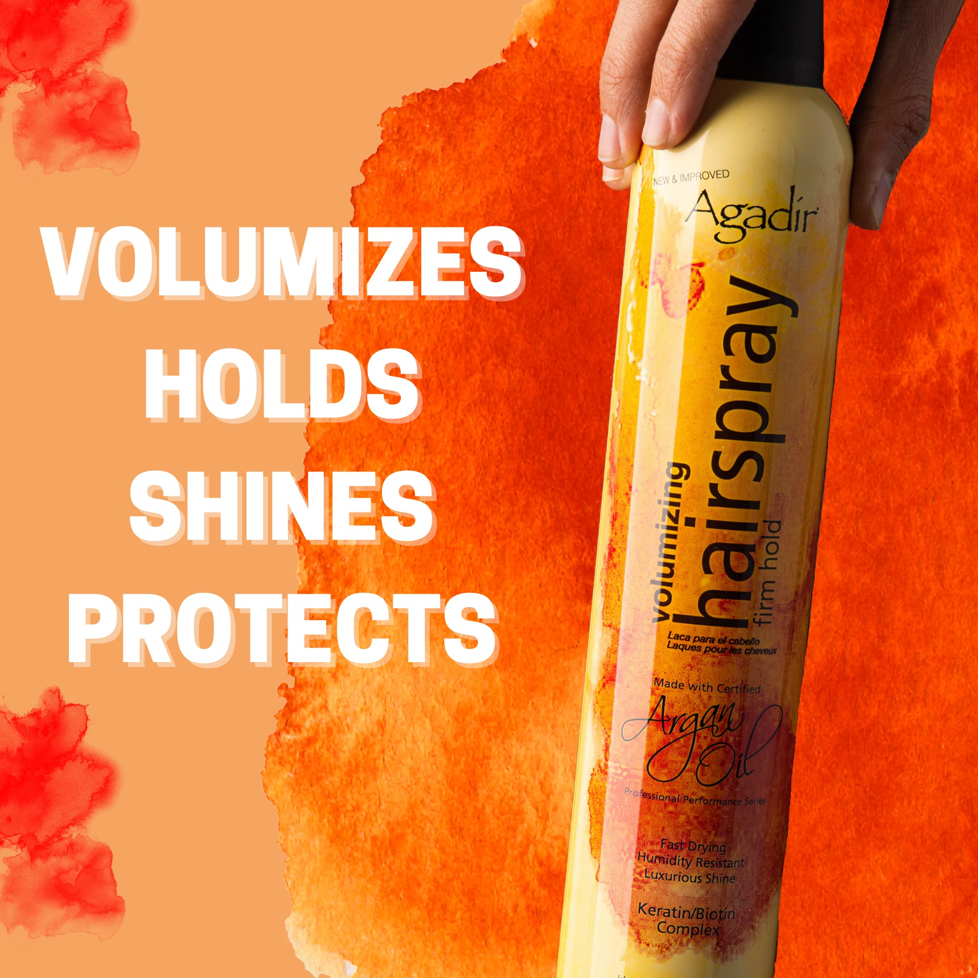 AGADIR Volumizing Firm Hold Hair Spray - 10.5 oz | Strong Hold Hairspray for All-Day Volume & Style | Perfect for Weddings, Parties & Everyday Use