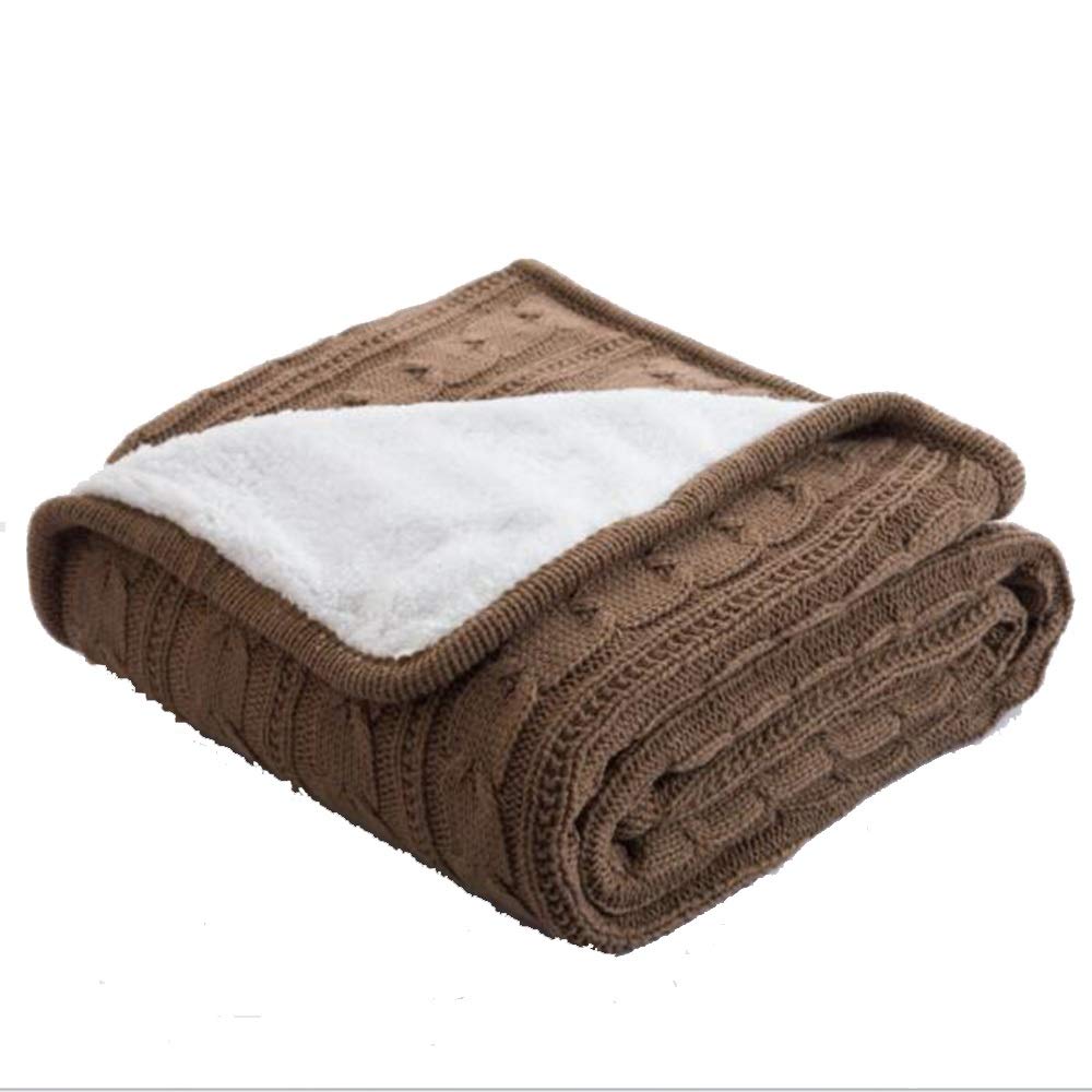 Premium Cable Knit Throw Blanket - Ultra Soft Reversible Sherpa Fleece Blanket for Couch & Bed (48x72 Inches) - All Season Cozy Warmth in Rich Coffee Brown - Perfect for Netflix Nights, Reading Nooks & Winter Snuggles