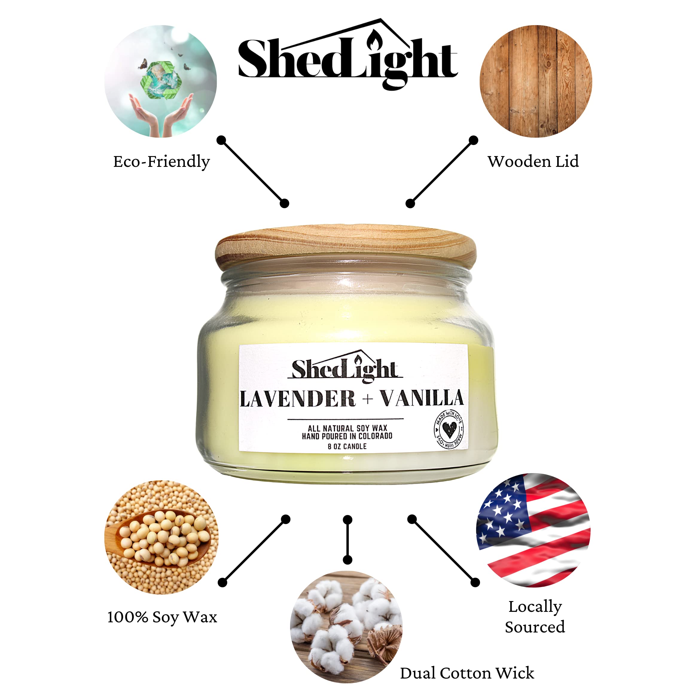 Lavender Vanilla Scented Soy Wax Candle - 8oz Natural Essential Oil Aromatherapy Candle for Relaxation, Stress Relief & Home Decor | Perfect for Bedroom, Bathroom & Meditation Spaces