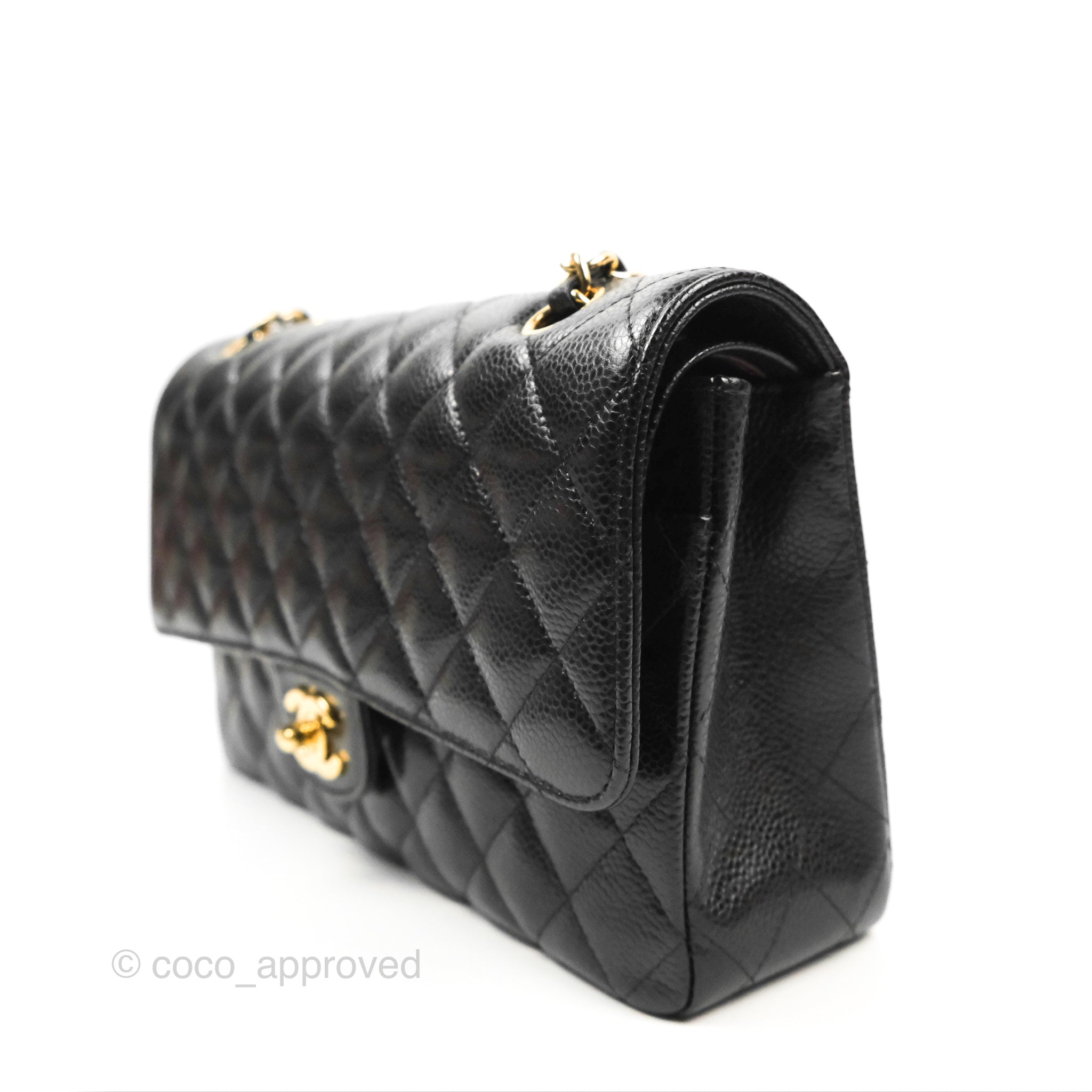 Chanel Classic Medium Double Flap Bag in Black Caviar Leather with Gold Hardware - Luxury Designer Handbag for Women, Perfect for Work, Evening Events & Special Occasions