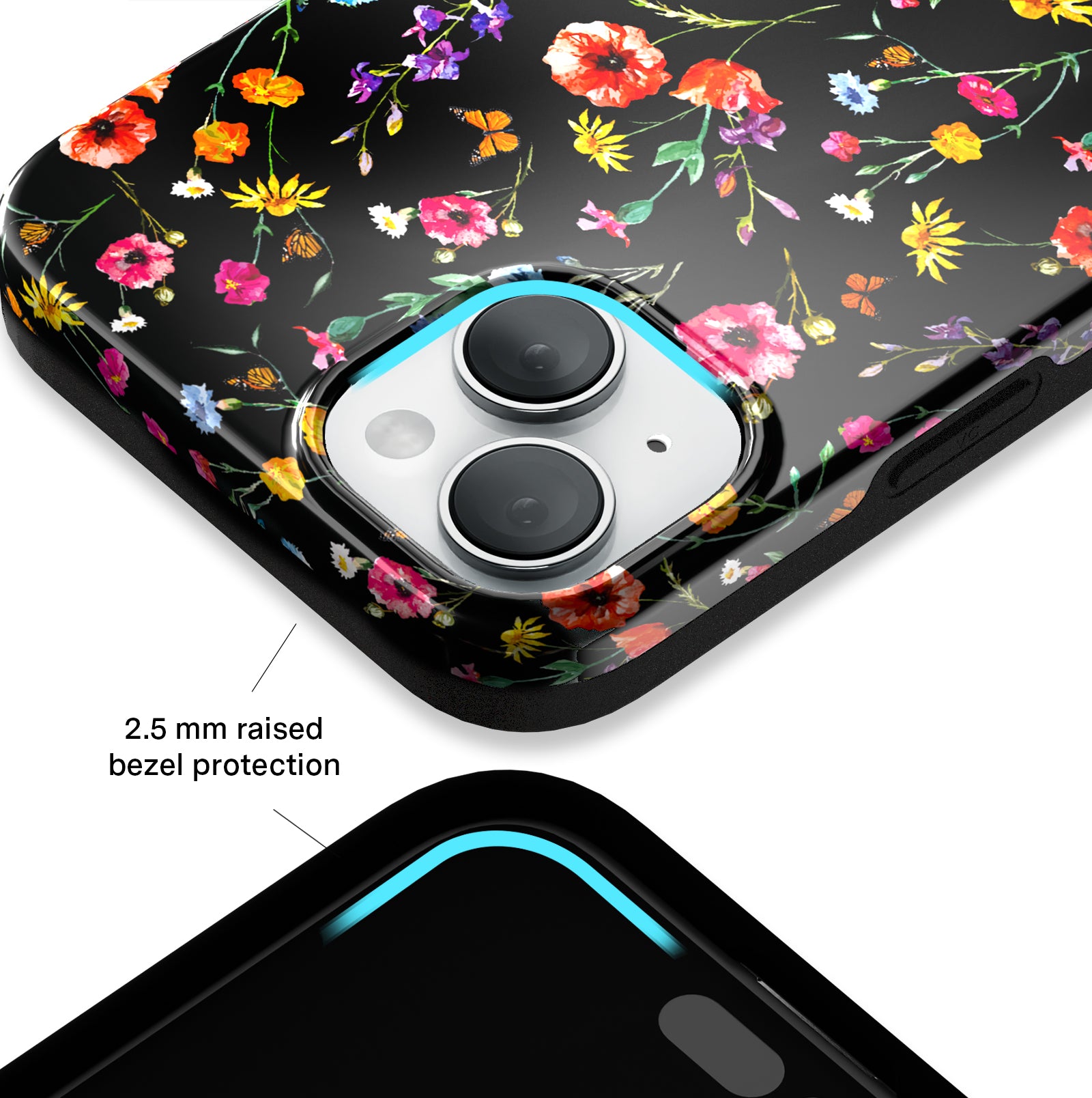 Premium Black Wildflower iPhone Case - Durable Protective Cover for iPhone [Model] - Perfect for Everyday Use, Travel & Outdoor Adventures