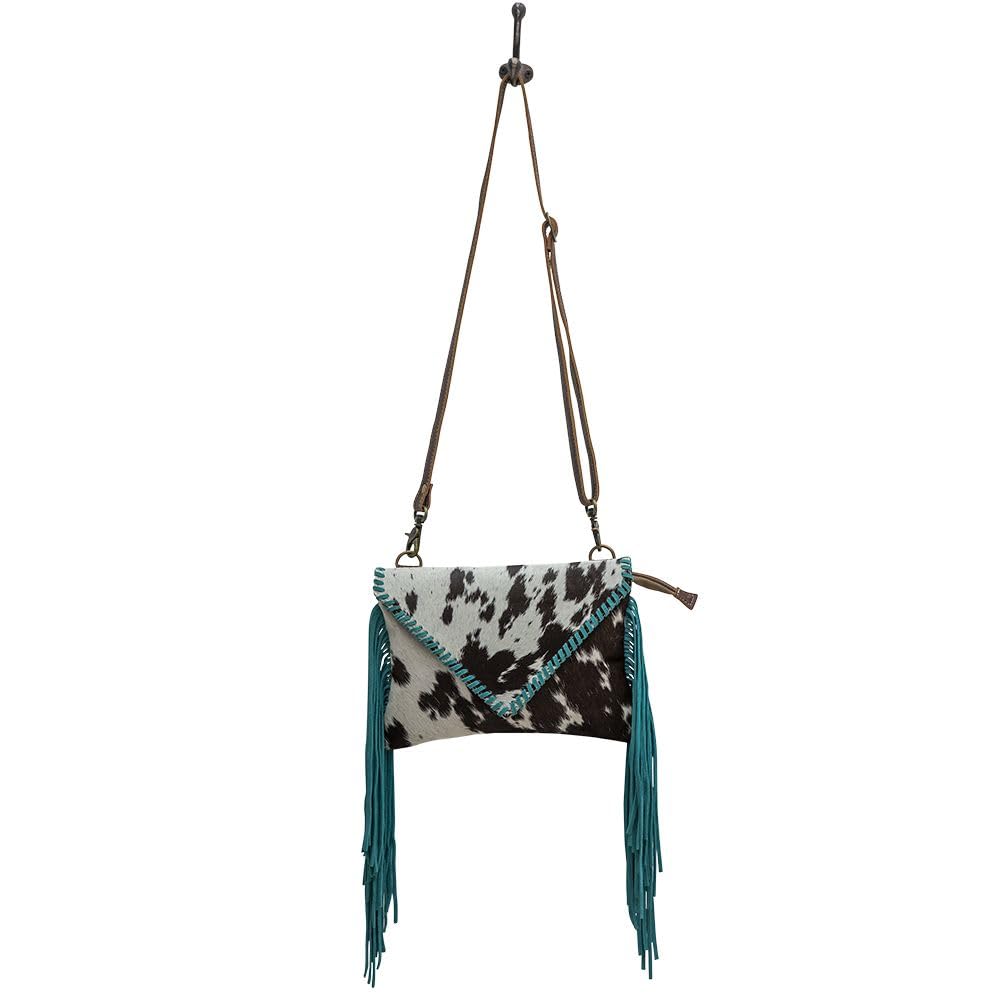 Myra Genuine Leather Western Shoulder Bag for Women - Upcycled Hairon Crossbody Purse with Tassel | Perfect for Country Music Festivals, Rodeo Events & Boho Chic Outfits