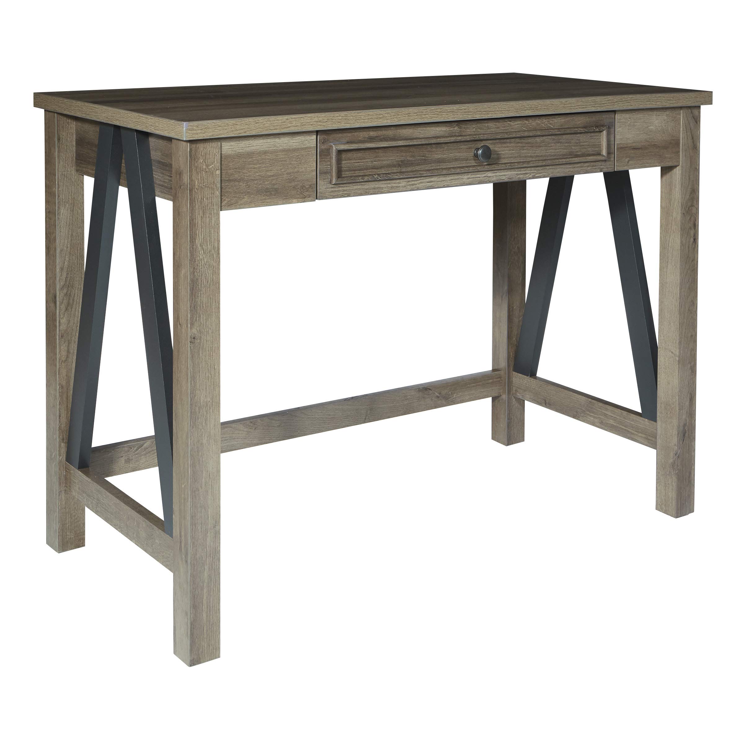 OSP Home Furnishings Braydon 42-Inch Wide Writing Desk in Grey Oak - Modern Home Office Desk for Study, Work & Remote Learning