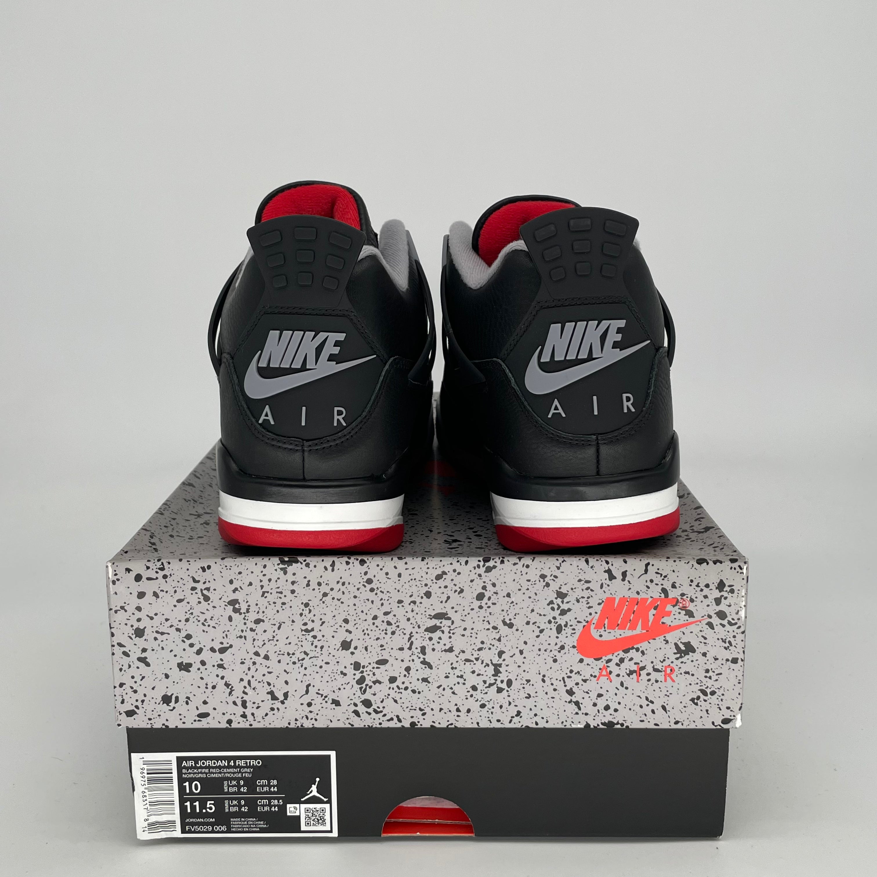 Original Air Jordan 4 Bred Reimagined Men's Basketball Shoes - Size 10 & 11.5 Women's (FV5029-006) - Retro Sneakers for Streetwear & Basketball Games