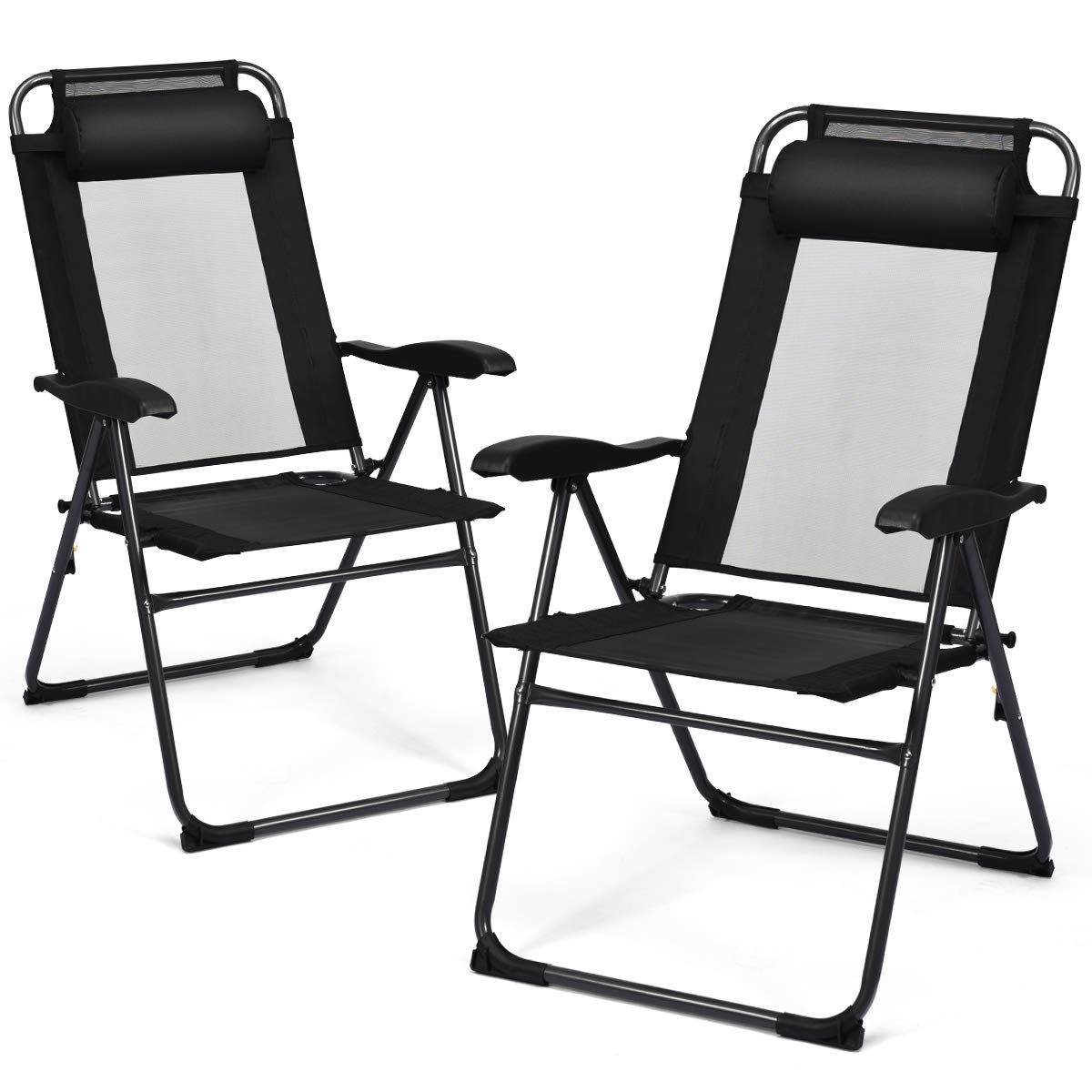 Giantex Set of 4 Folding Patio Dining Chairs - 7-Level Adjustable Backrest, 300 lbs Weight Capacity, Durable Metal Frame for Outdoor, Garden, Poolside & Camping Use