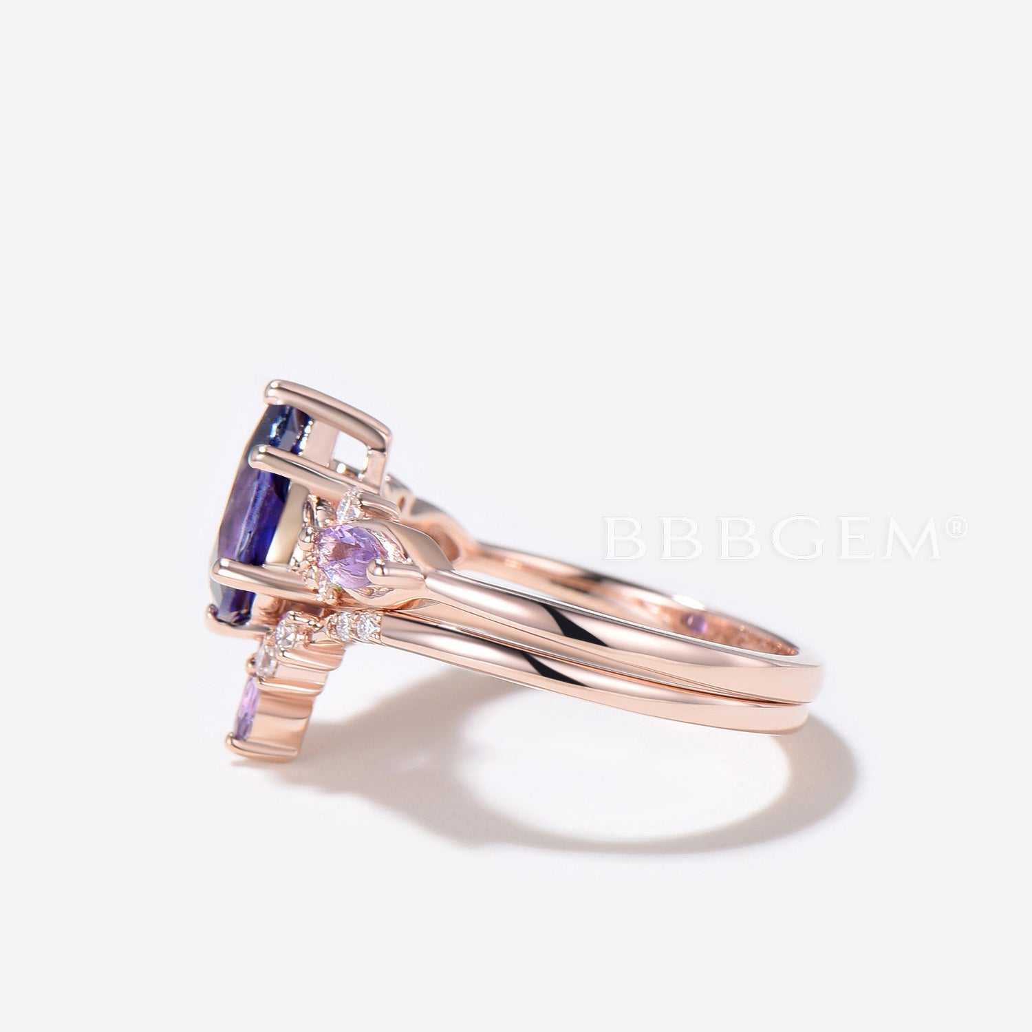 Exquisite Pear Shaped Purple Sapphire Engagement Ring with Elegant Twist Shank - Perfect for Proposals, Anniversaries & Romantic Occasions