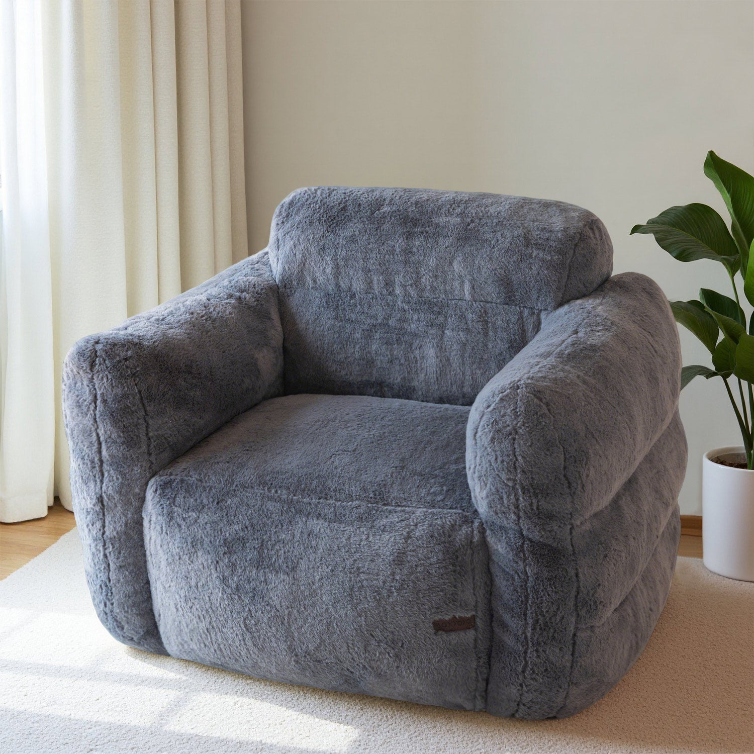 MAXYOYO Giant Bean Bag Chair - Ultra Soft Fluffy Bean Bag Couch for Living Room, Bedroom & Game Room - Dark Grey - Perfect for Relaxing, Lounging & Gaming
