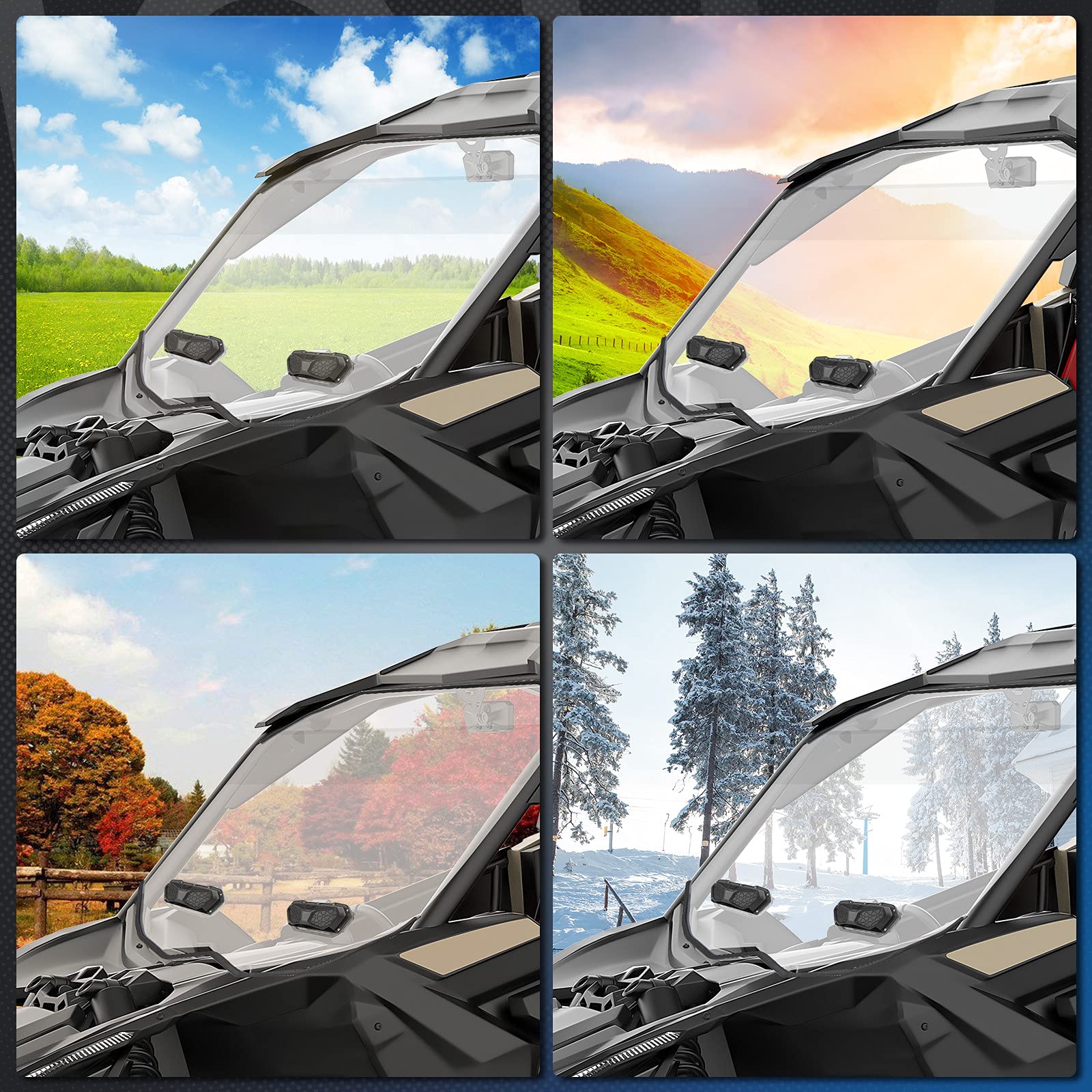 KEMIMOTO UTV Windshield Vents - 2PCS Universal Polycarbonate Windshield Vents for Can-Am Maverick X3, Polaris RZR Ranger General 1000, Honda Pioneer/Talon, Kawasaki Teryx Krx Mule, Textron Zforce 950 - Perfect for Off-Roading & Dust Control