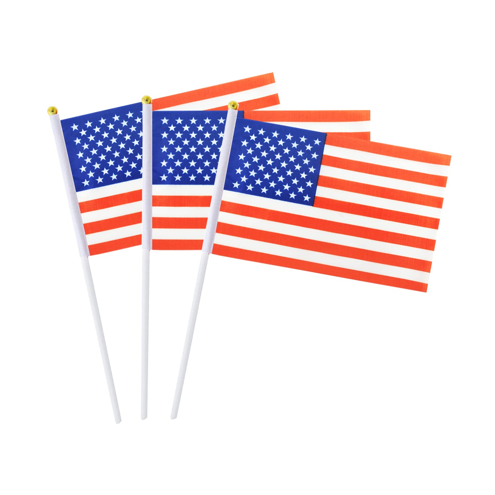 USA Flag Small Stick Mini Hand Held American Flags - 12 Pack (1 Dozen) for Patriotic Decorations, Parades, Parties & Sporting Events