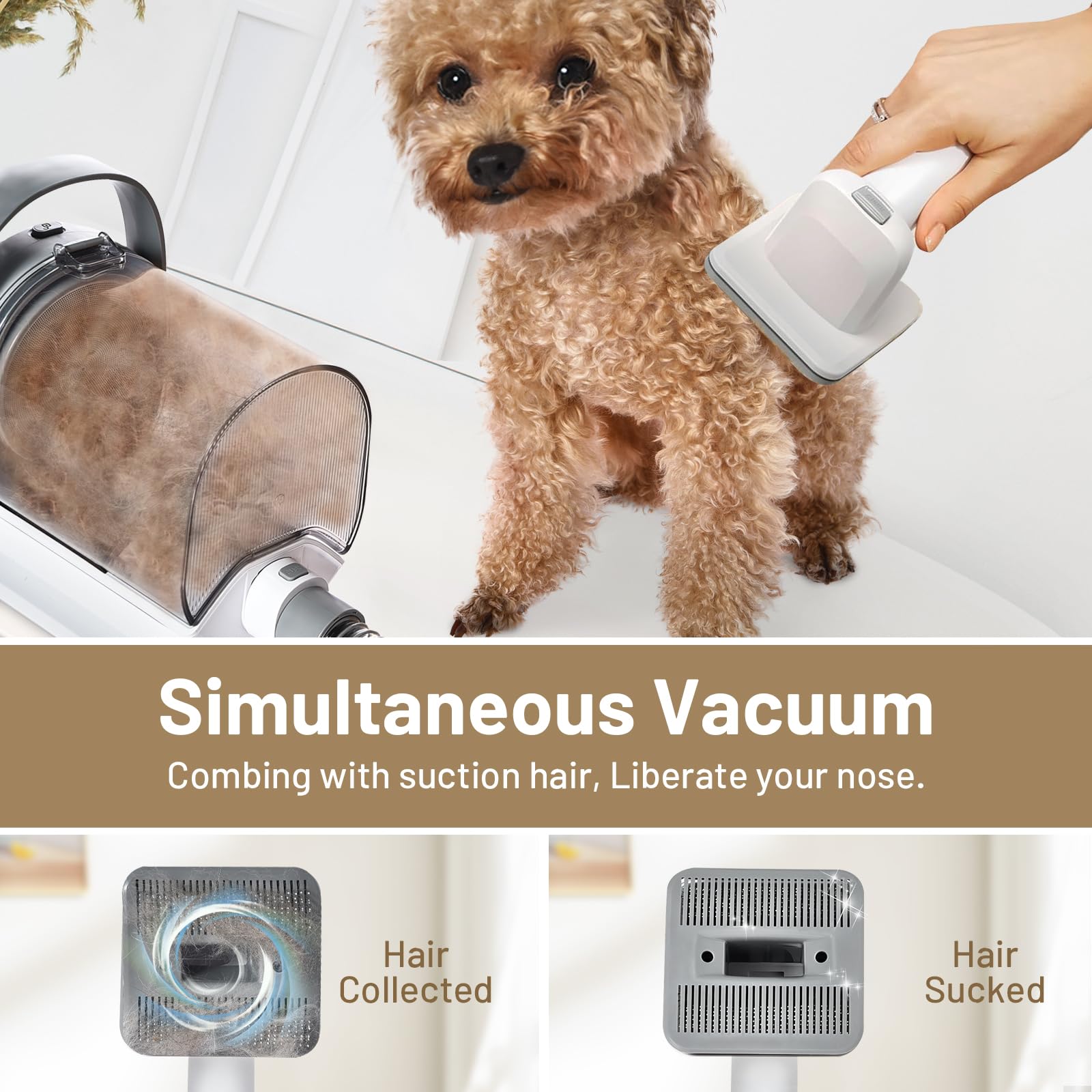 Made4Pets Professional Dog Grooming Kit - 10-in-1 Pet Grooming Vacuum with Low Noise Clippers & Shedding Brush for Dogs & Cats | Perfect for Home Cleaning & Pet Hair Removal