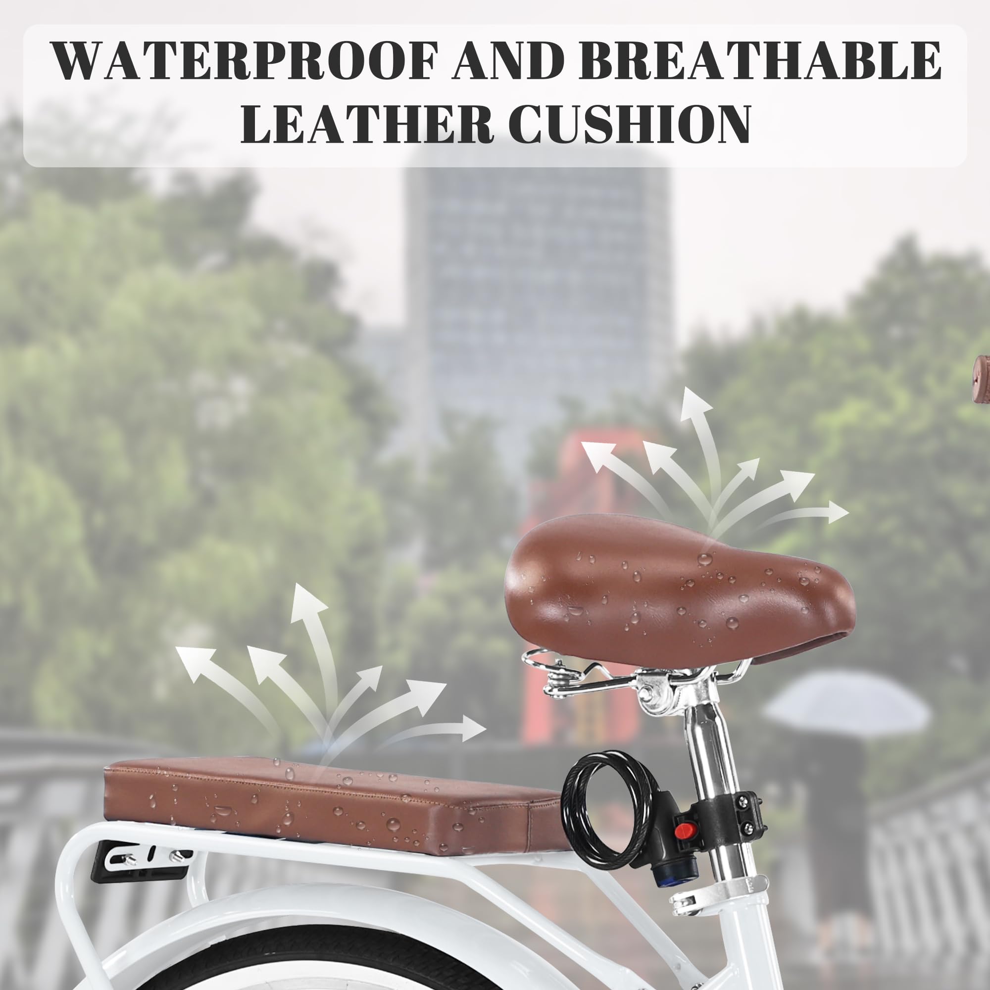 26 Inch Women's Foldable Beach Cruiser Bike - 7 Speed Commuter Bicycle with Basket & Fenders, High-Carbon Steel Frame - Perfect for Seaside Rides, City Commuting & Leisure Cycling