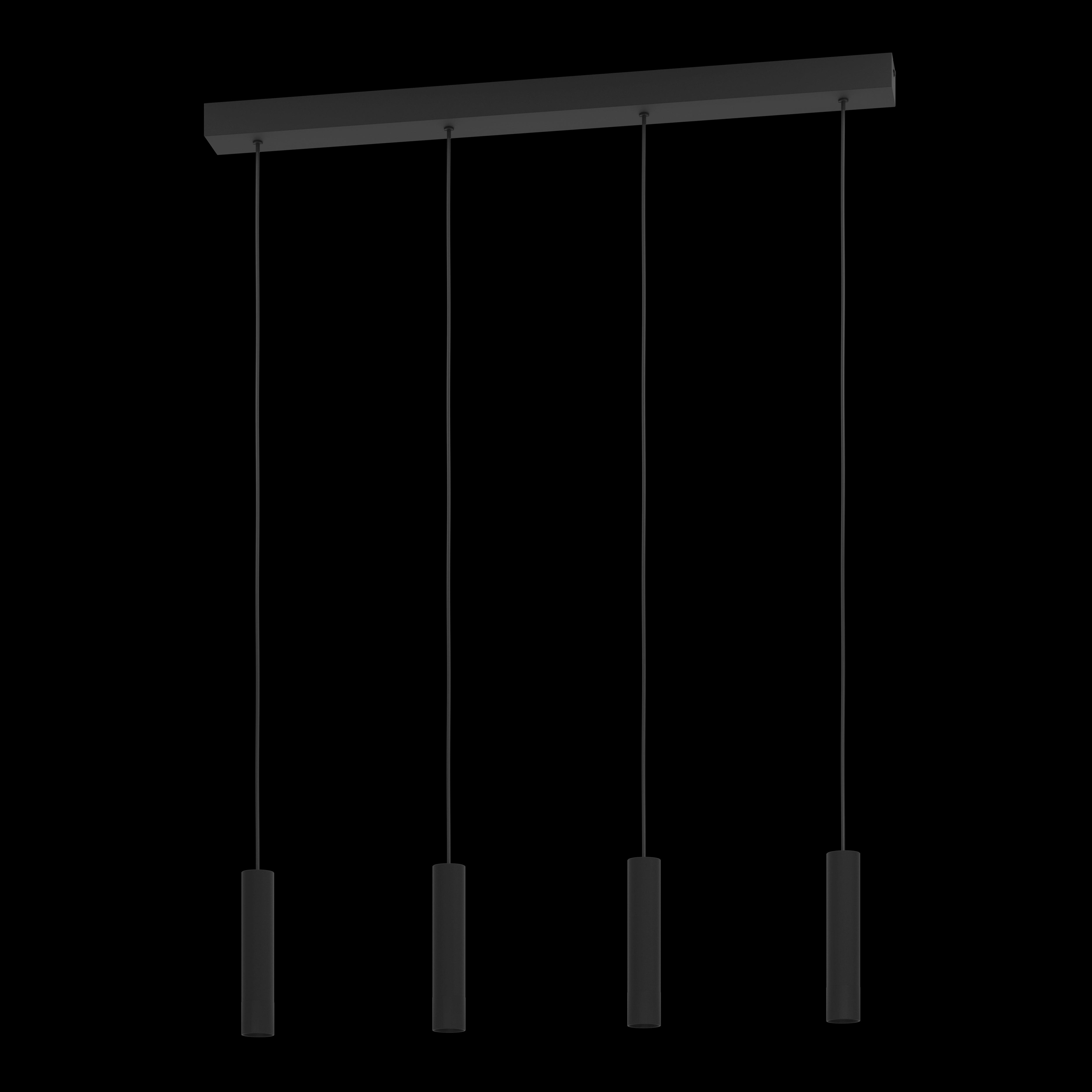 Eglo Almudaina 4-Light LED Black Metal Tube Ceiling Pendant Light Fixture - Modern Industrial Lighting for Kitchen Island, Dining Room & Living Room