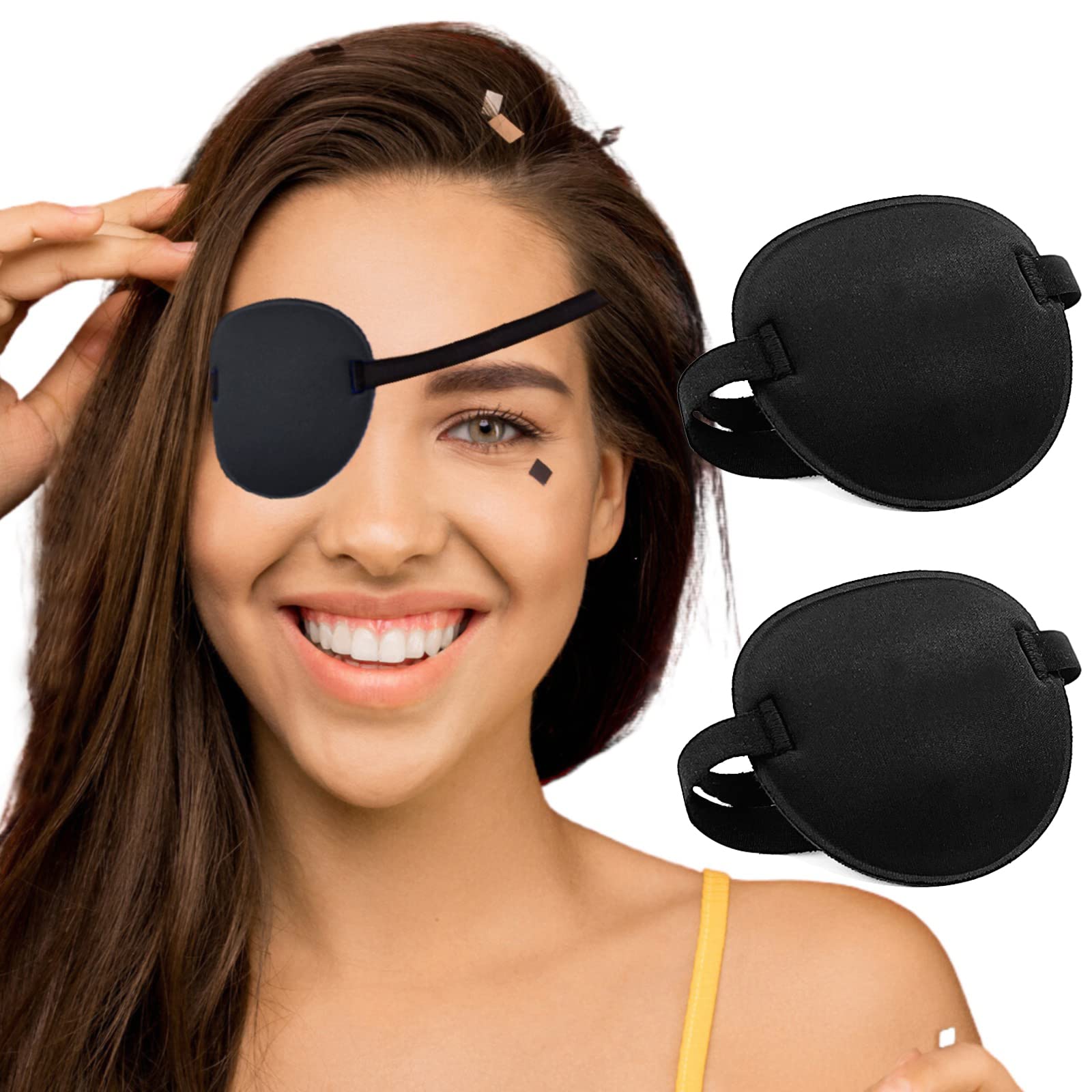 2PCS Adjustable Soft Eye Patch for Amblyopia & Lazy Eye Treatment - Medical Grade Eye Patches for Adults & Kids (Black) - Perfect for Post-Surgery Recovery, Eye Therapy & Sleep Comfort