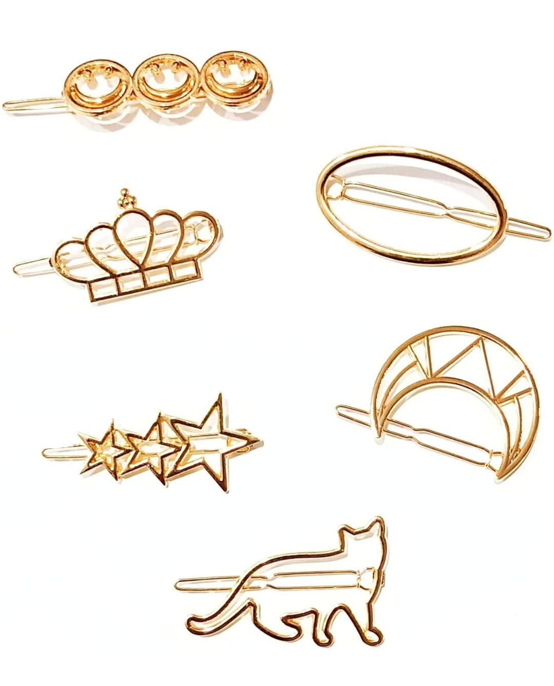 6 Piece Korean Style Pearl Barrettes Hair Clips Set - Women's Elegant Hairpin, Marble Alligator & Duckbill Pins for Hair Accessories (Golden) - Perfect for Weddings, Parties & Daily Styling