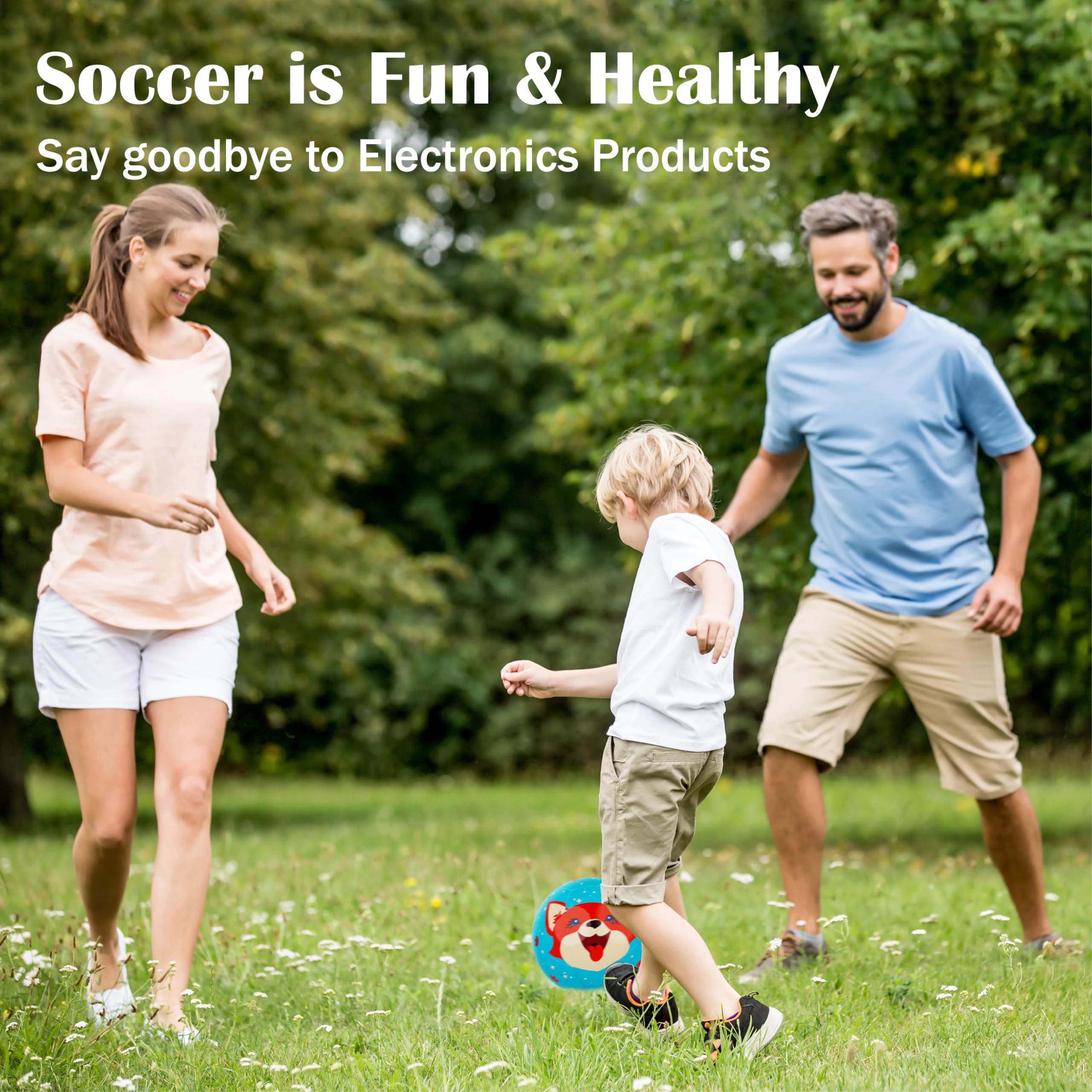 **Best Kids Soccer Ball Size 3 for Boys & Girls Ages 5-7 - Cute Cartoon Fox Design - Indoor & Outdoor Football with Air Pump - Perfect Birthday Gift for Toddlers (Blue Smile Fox) - Great for Backyard Play, School PE & Youth Soccer Practice**
