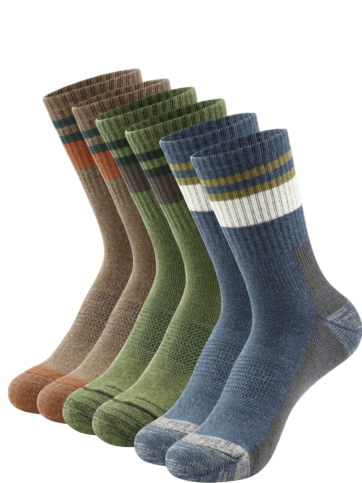 DOKUTOKU Men's Hiking Crew Socks - Cushioned Moisture Wicking Athletic Boot Socks for Outdoor Trekking & Camping - Perfect for Hiking, Backpacking and Mountain Climbing Adventures