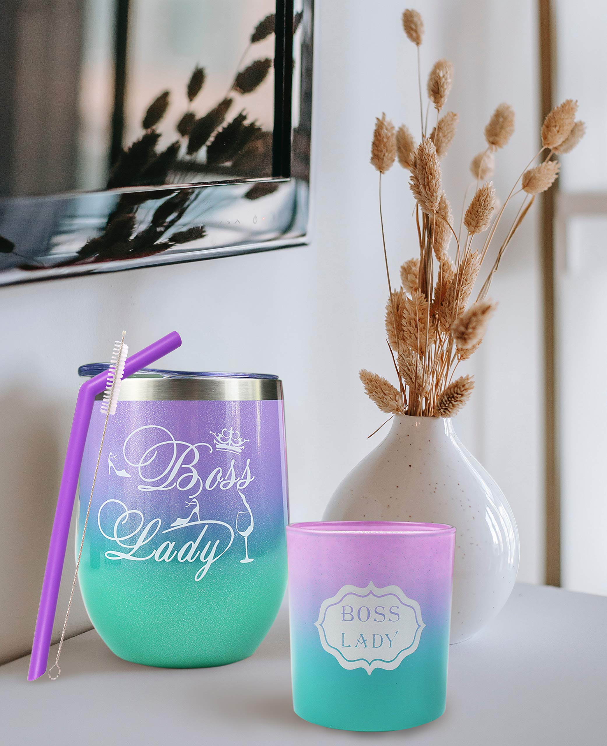 Premium Boss Lady Tumbler Gift Set - Stylish Insulated Coffee Mug for Women, Perfect for Office, National Boss Day & Corporate Gifts - Ideal for Coffee Lovers & Workplace Motivation
