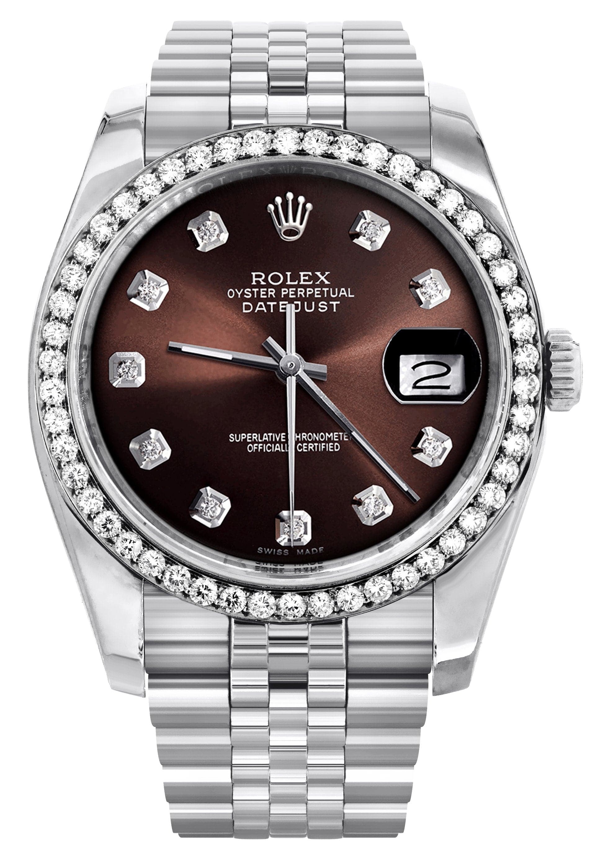 Authentic Rolex Datejust 36MM Watch - Hidden Clasp, Chocolate Diamond Dial, Jubilee Band - Luxury Diamond Watch for Men & Women - Perfect for Business, Gala & Special Occasions