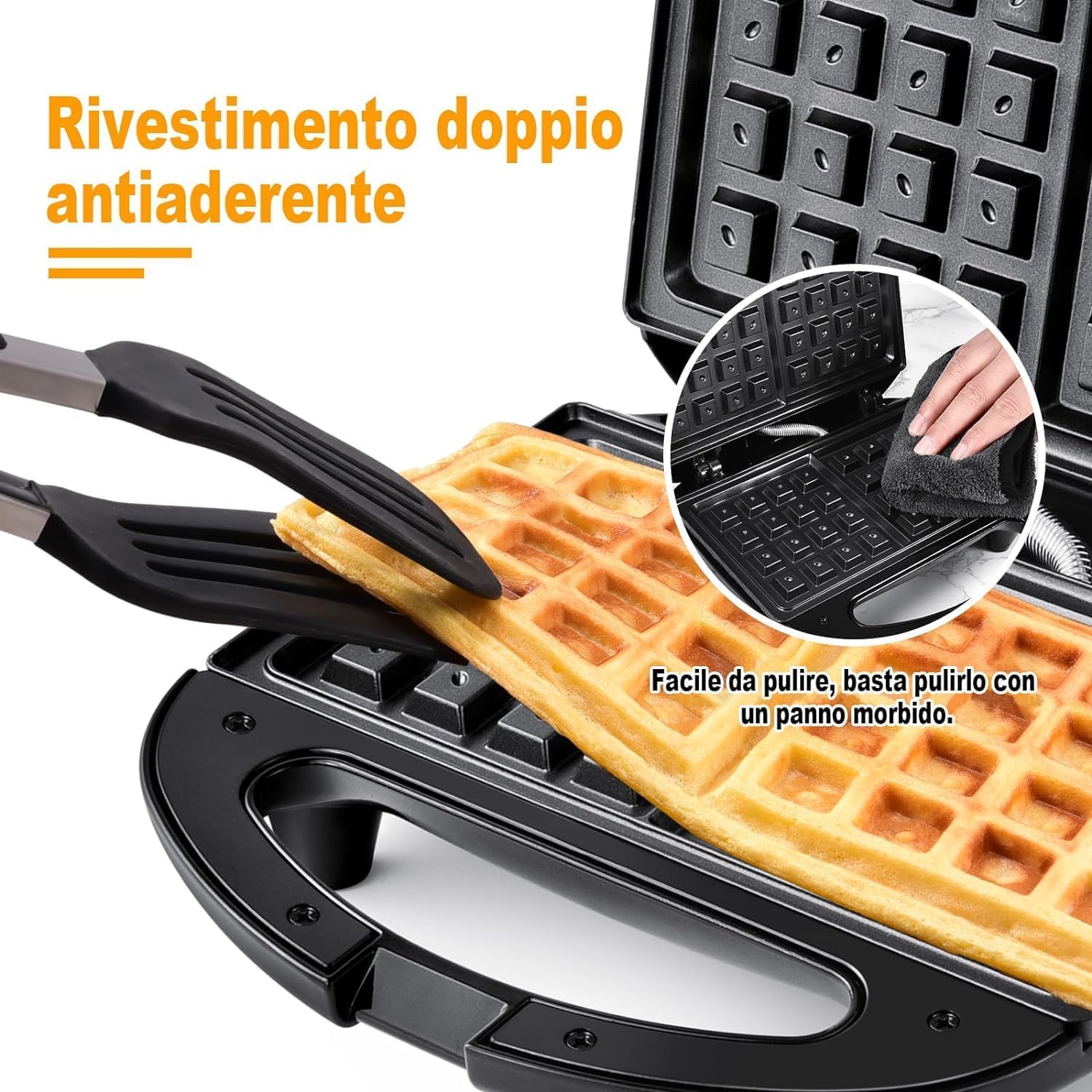 Non-Stick Electric Waffle Maker 750W - Automatic Temperature Control, LED Indicators, BPA-Free (Black) - Perfect for Breakfast, Brunch & Family Gatherings