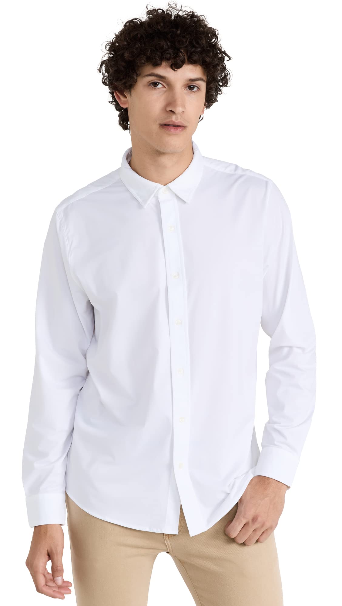 Rhone Commuter Long Sleeve Men's Dress Shirt - Wrinkle-Free, Classic Fit Stretch Button-Up Shirt for Business & Office Wear