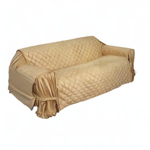Waterproof Full Coverage Faux Suede Microfiber Sofa Cover - Stay in Place Furniture Protector for Large 3-Cushion Couches (Tan) | Perfect for Pets, Kids & Spill Protection in Living Rooms