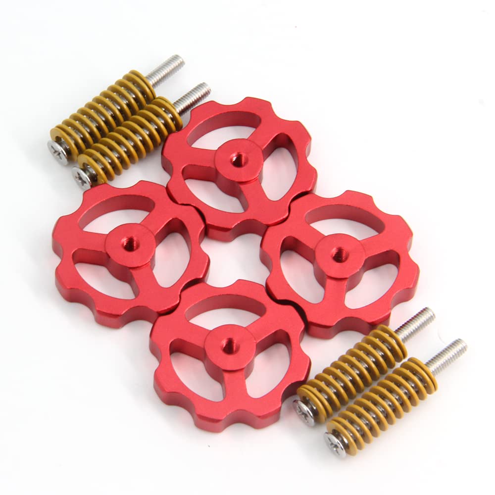 4PCS Aluminum Hand Twist Leveling Nuts (37mm Diameter) + 4PCS Hot Bed Springs + 4PCS M4X40mm Screws for Creality CR-10 Ender-3 3D Printers - Perfect for Bed Leveling & Printer Maintenance
