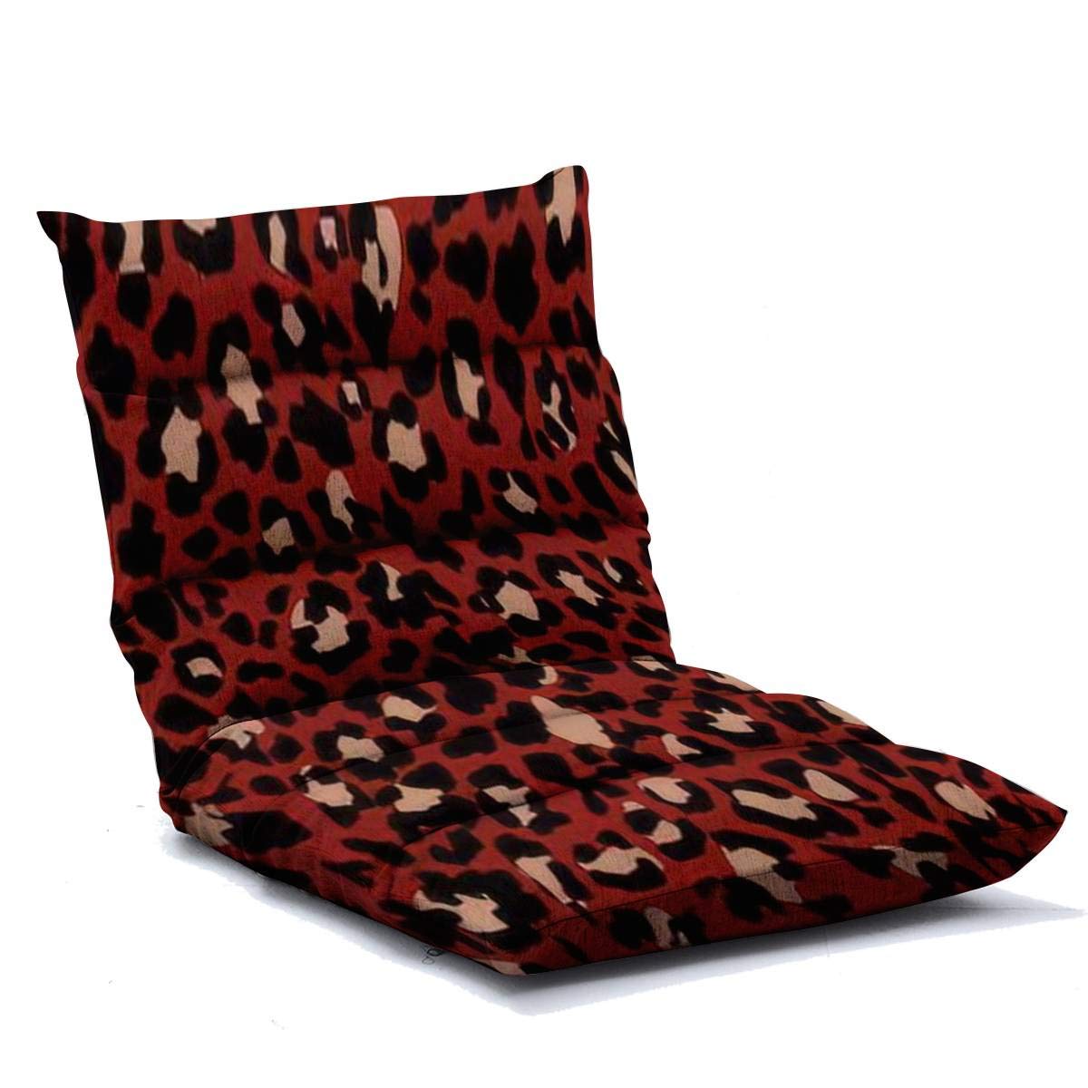Adjustable Floor Chair with Memory Foam - Leopard Pattern Design Folding Sofa for Adults - Perfect for Home, Office, Reading, Watching TV & Gaming - Comfortable Lounge Chair with Animal Print Illustration