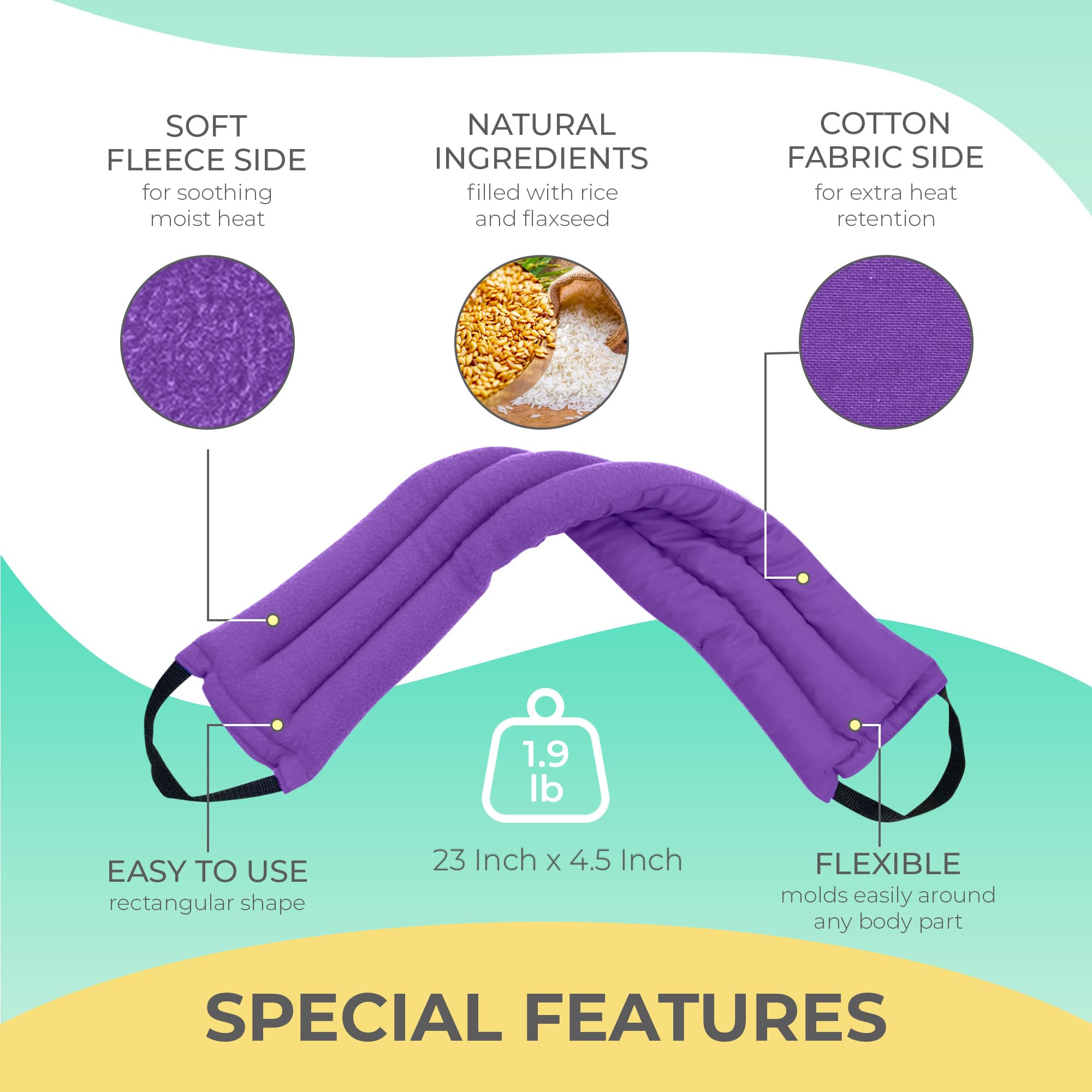 Microwave Heating Pads for Pain Relief - Moist Heat Therapy for Back, Neck & Shoulder Pain - Reusable Hot Pack for Muscle, Joint & Cramp Relief - Purple Microwaveable Heat Pad (Perfect for Home, Office & Travel Use)