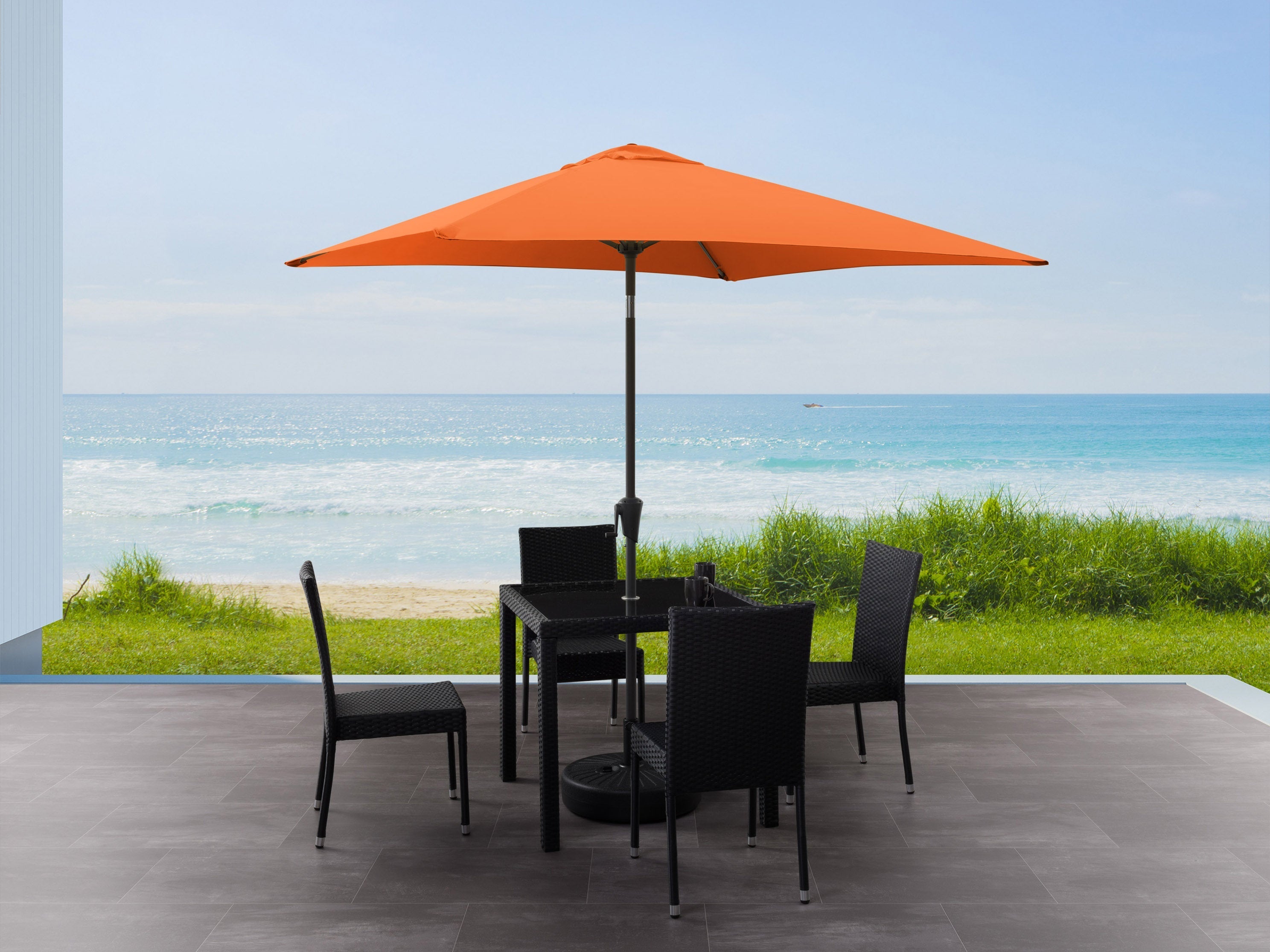 9ft Orange Square Patio Umbrella - UV Protection Outdoor Market Umbrella for Pool, Beach, Garden & Backyard - Heavy Duty Cantilever Umbrella with Wind Vent