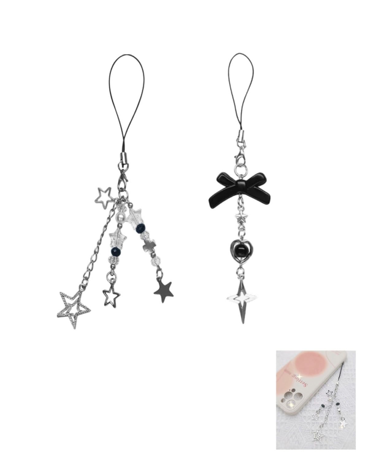 Cute Phone Charms - 2pcs Delicate Pendant Keychain for Cell Phone & Camera Accessories - Perfect for Selfies & Gifts