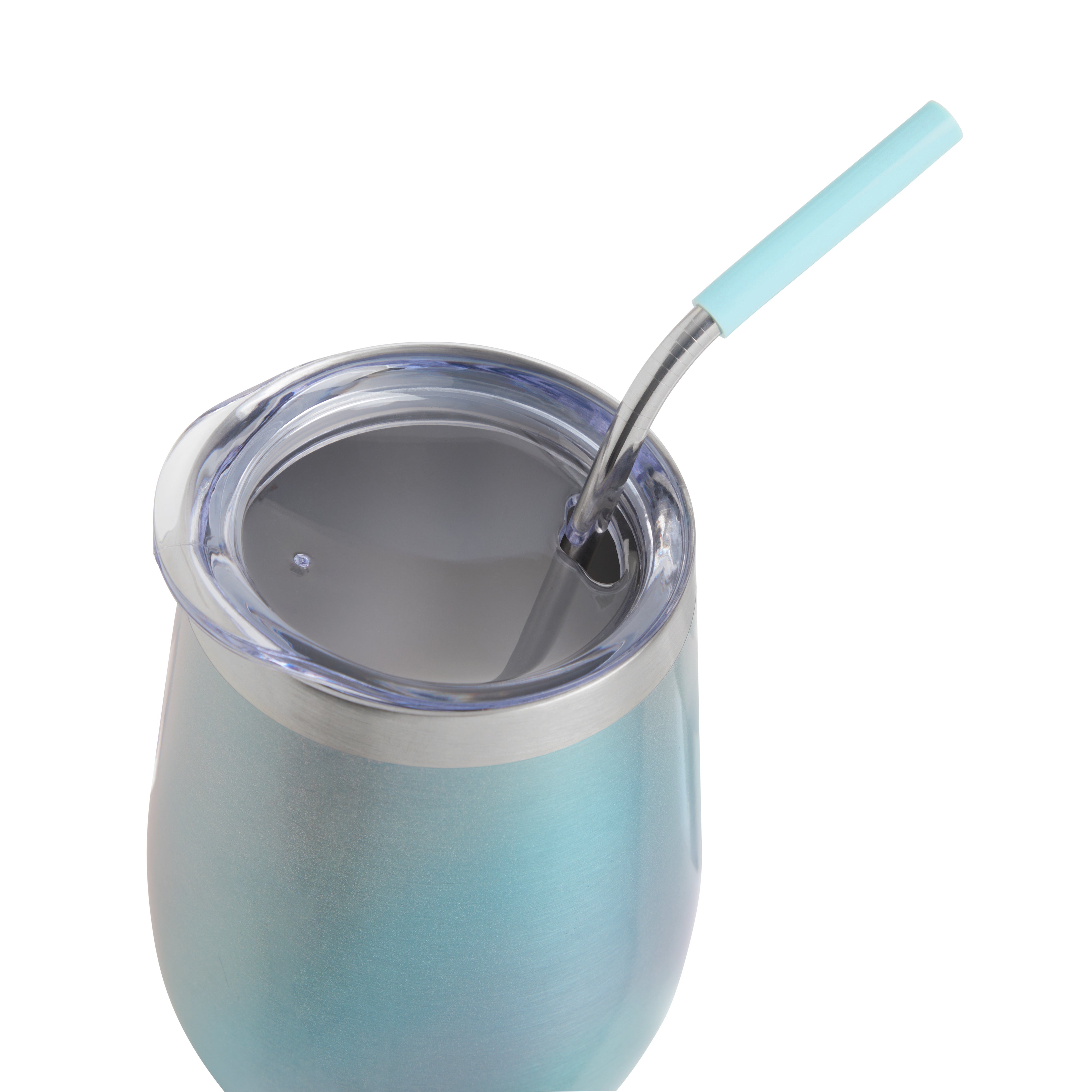 17 oz Stainless Steel Straw Wine Tumbler with Lid - Insulated Double Wall Vacuum Cup for Chilled Cocktails, Iced Coffee & Outdoor Parties - BPA Free Leakproof Travel Mug