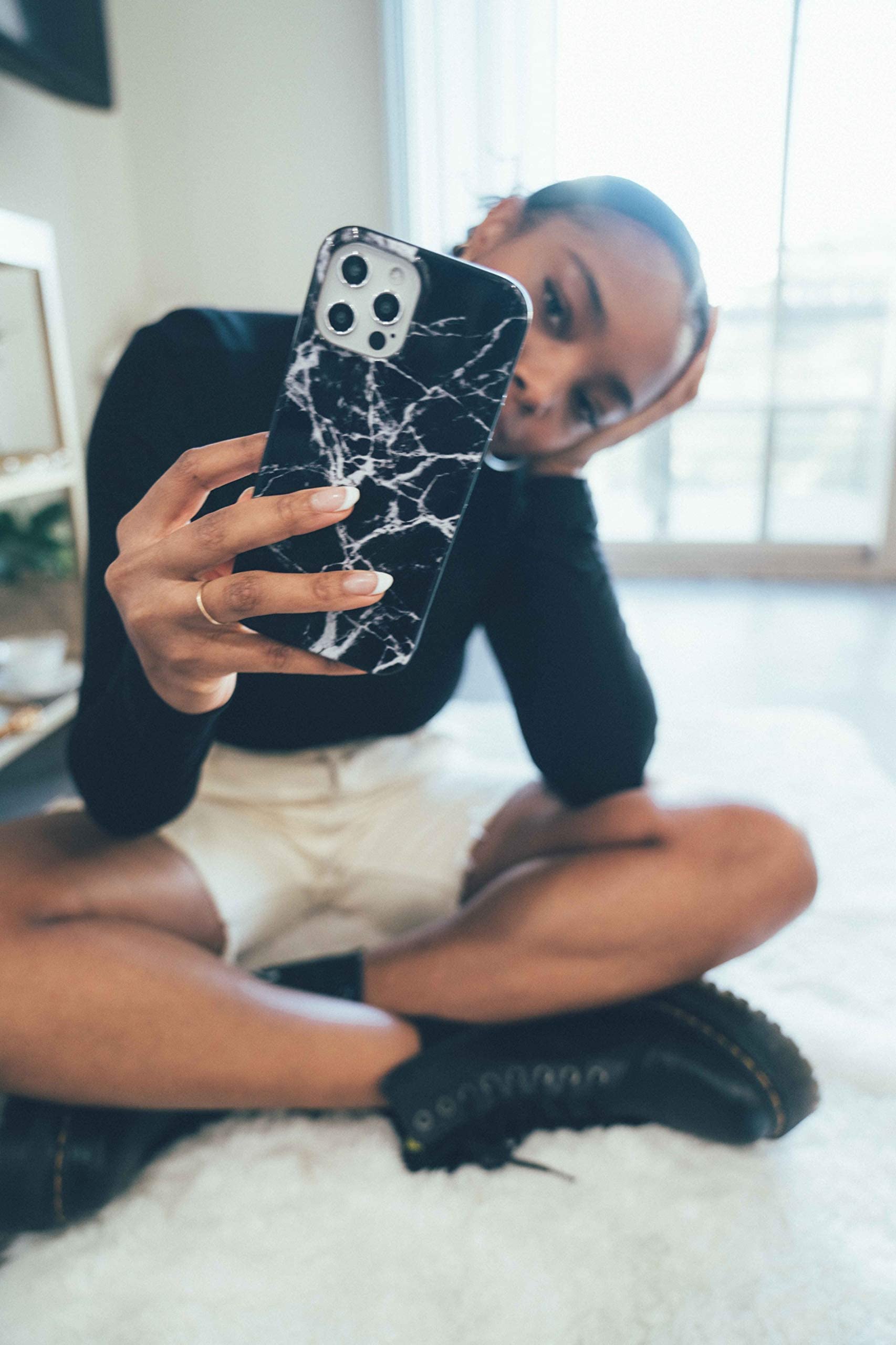 FELONY CASE - iPhone 13 Pro Case - Premium Black Marble Phone Cover - Anti-Scratch & 360° Shockproof Protection for Apple iPhone - Perfect for Work, Travel & Everyday Use