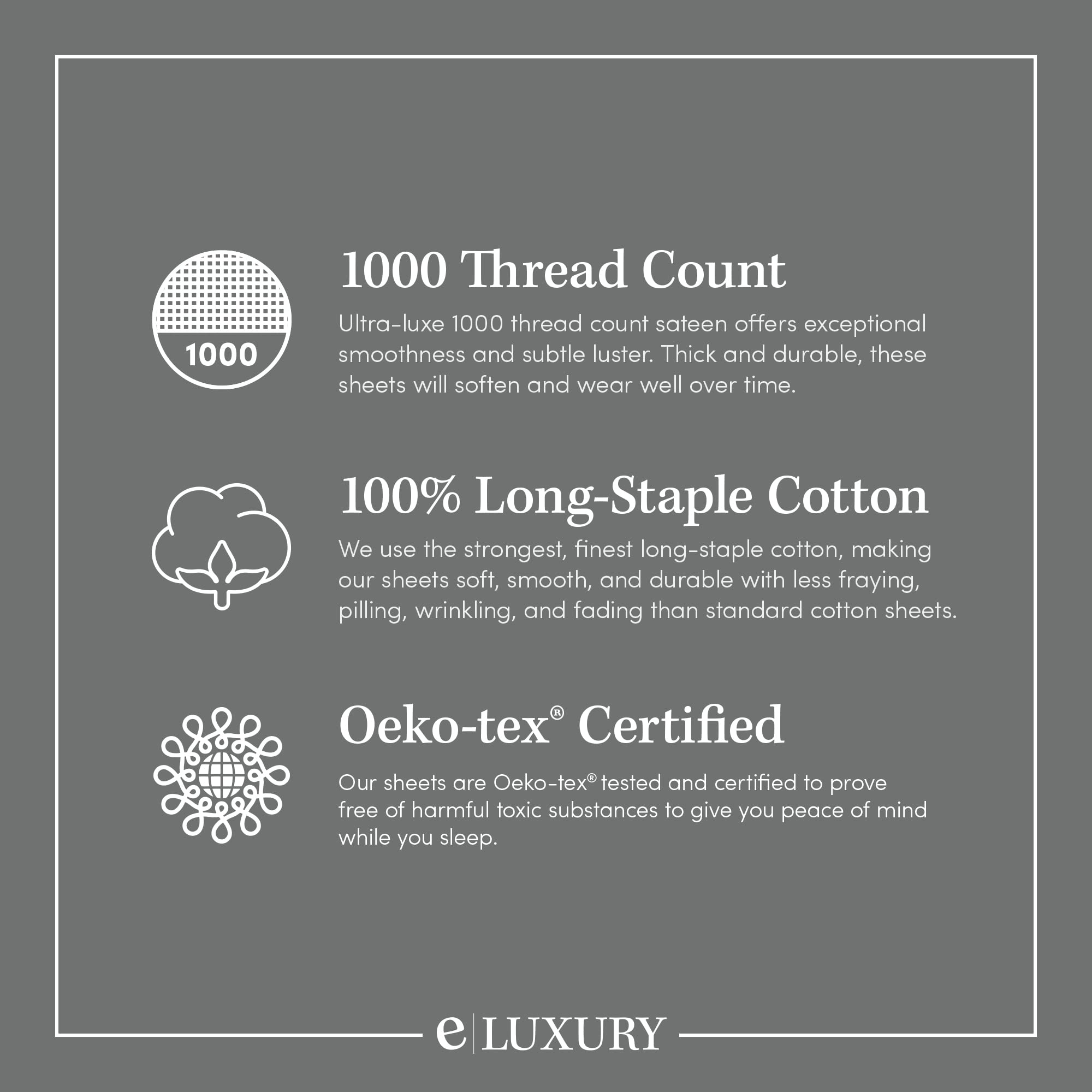 1000 Thread Count 100% Cotton Bed Sheet Set - Queen Size Deep Pocket Luxury Sheets with Flat Sheet, Fitted Sheet & 2 Pillowcases - Soft Breathable Bedding for Hotel Style Comfort - White