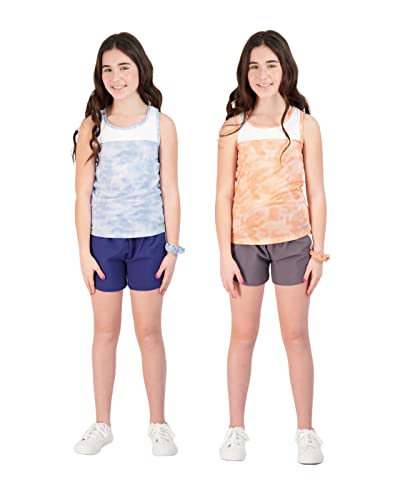 4PC Girls Athletic Shorts & Workout Tops Set - Breathable Sports Outfit for Active Girls - Perfect for Gym, Yoga, Running & School PE Class