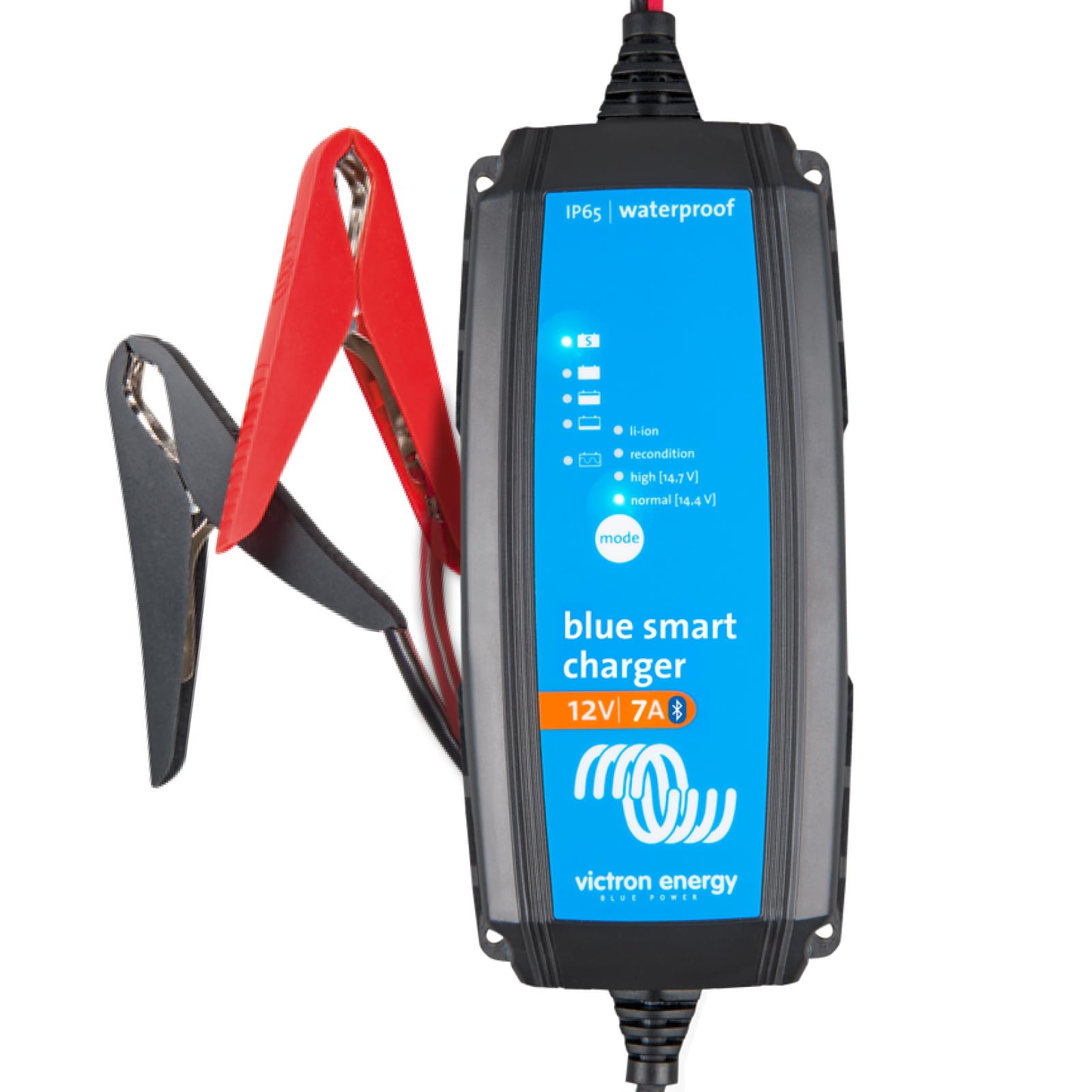 Victron Energy Blue Smart IP65 12V 7A Smart Battery Charger - Waterproof Motorcycle, ATV, RV Battery Maintainer with Float/Trickle Charge & Desulfation for Lithium, Deep Cycle, Lead Acid Batteries - Perfect for Marine, Camping & Off-Grid Power Storage