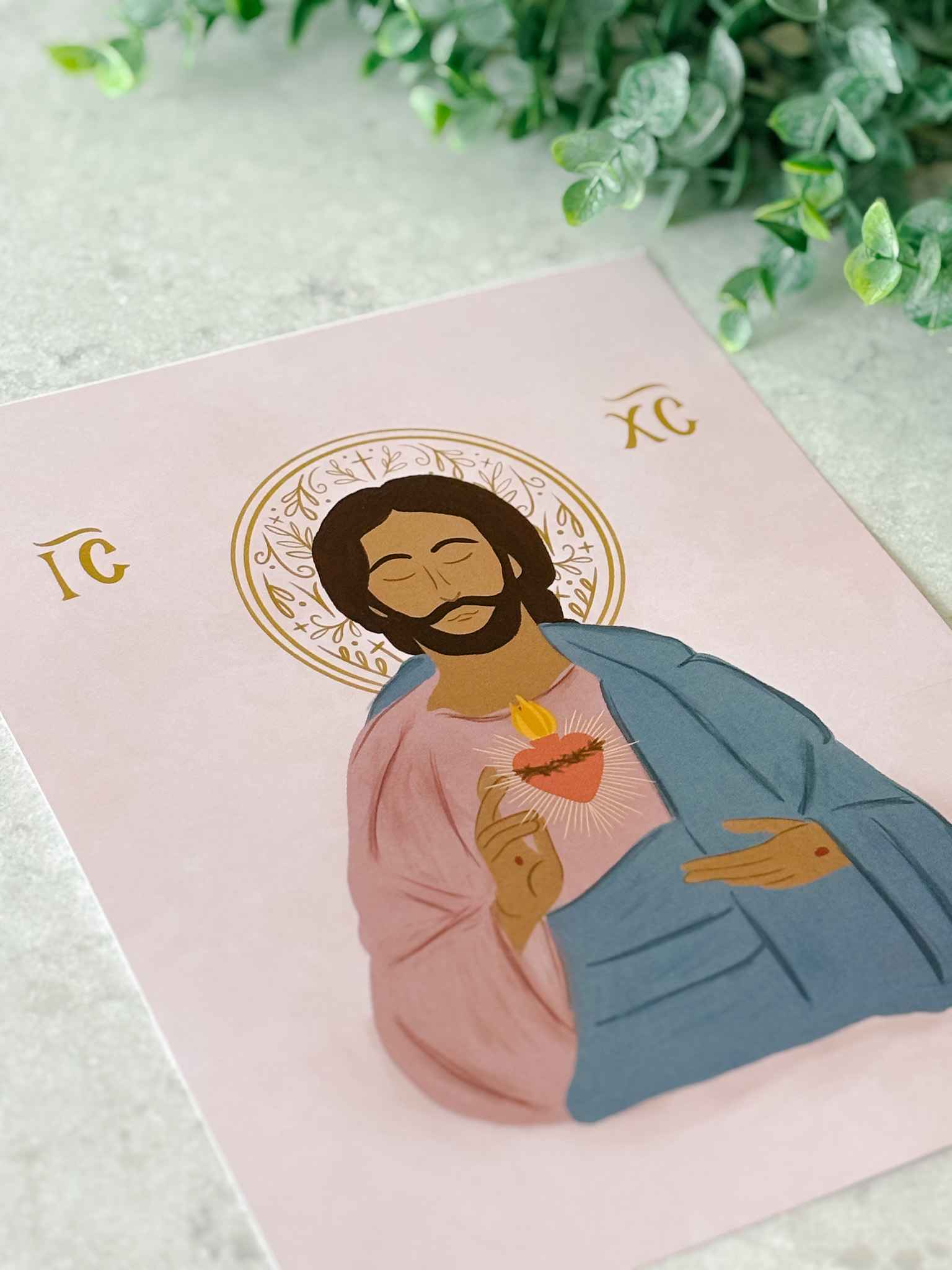 Sacred Heart of Jesus Icon Wall Art Print - Religious Home Decor for Church, Prayer Room & Christian Gifts