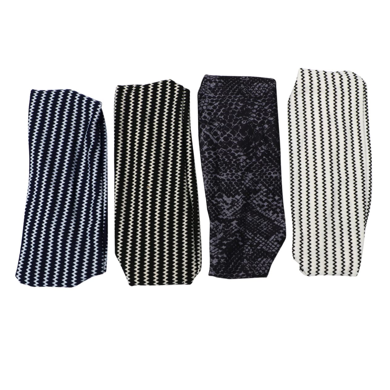 BIUDECO 4 Pack Black & White Headbands for Women - Stretchable Elastic Hair Bands for Running, Yoga, Sports & Workouts - Non-Slip Head Wraps & Bandanas - Perfect Hair Accessories for Active Lifestyles
