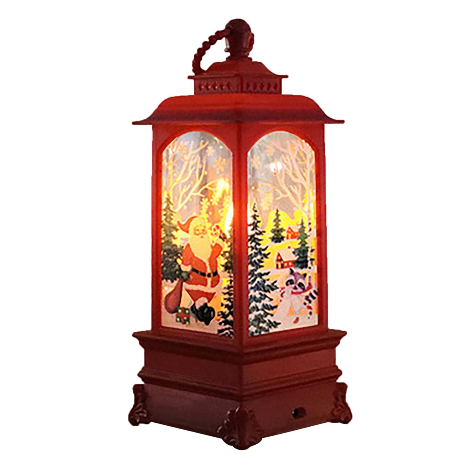 Festive Christmas Lantern Decor - LED Candlelit Santa & Snowman Night Light for Home, Indoor Desktop Holiday Decorations | Perfect for Mantel, Table Centerpiece, Bedroom Ambience & Christmas Party Decor