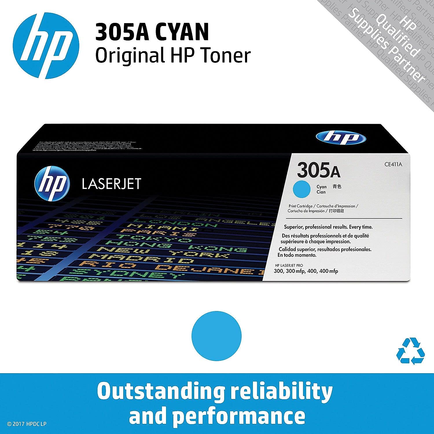 HP 305A CE411A Cyan Toner Cartridge - Compatible with HP LaserJet Pro 300/400 Series (M351, M375, M451, M475) | High-Yield Printing for Office & Home Use | Reliable Replacement for HP Printers