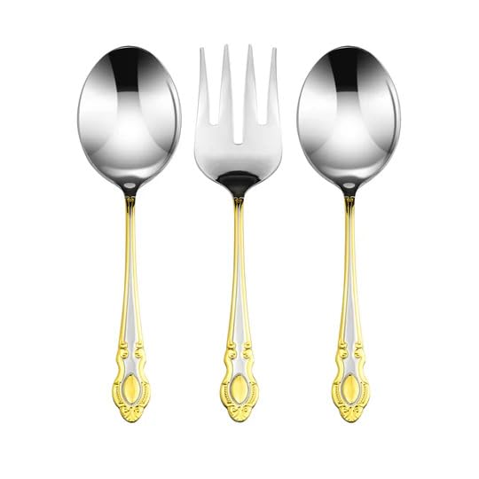 Venezia Collection 75-Piece Gold Flatware Set for 12 - 24Kt Gold Plated 18/10 Surgical Stainless Steel Luxury Silverware Cutlery with Wooden Storage Chest - Perfect for Formal Dining, Wedding Gifts & Hostess Entertaining