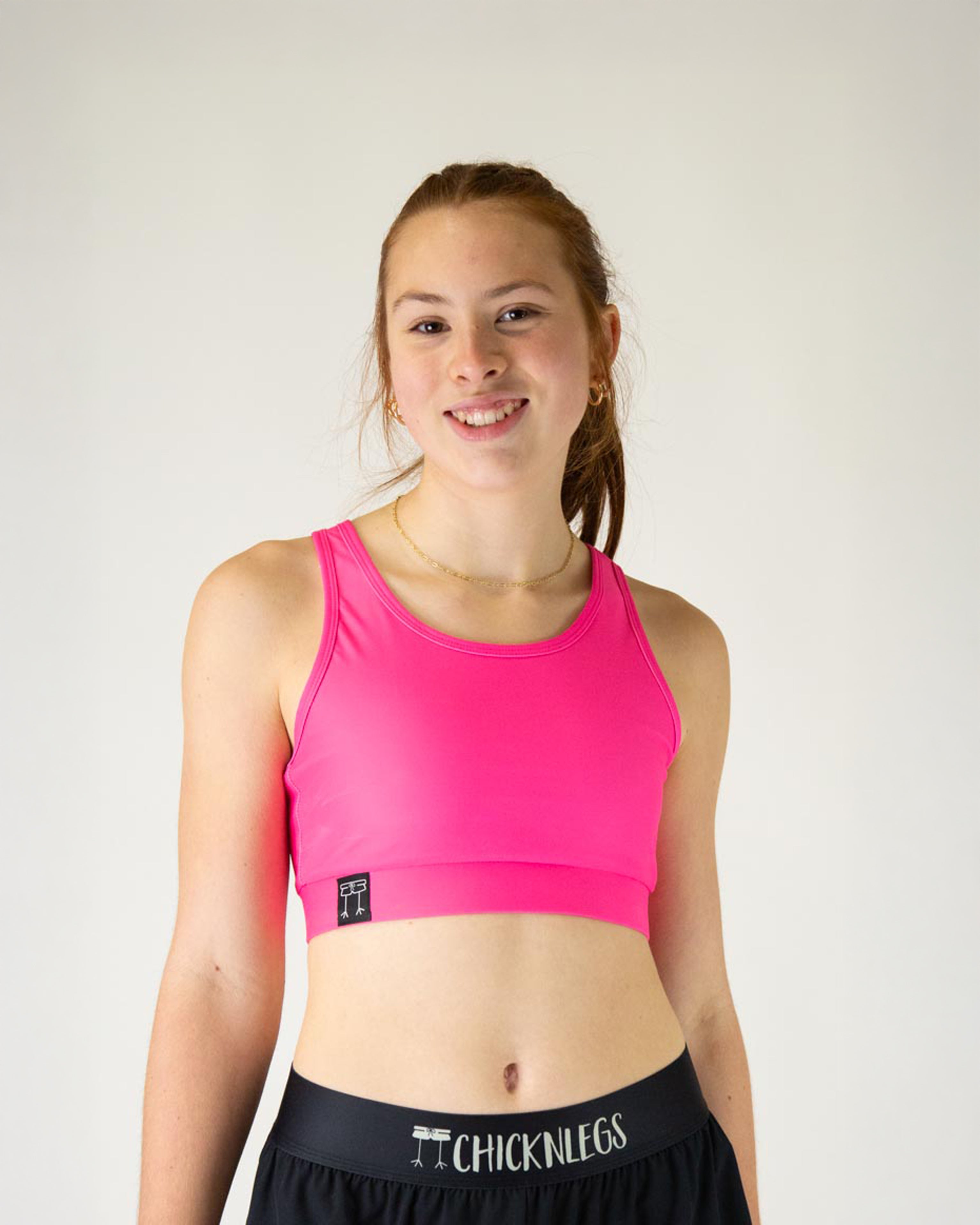 Neon Pink High Support Sports Bra for Women - Breathable Workout Top for Running, Yoga & Gym - Trendy Activewear for Fitness Enthusiasts