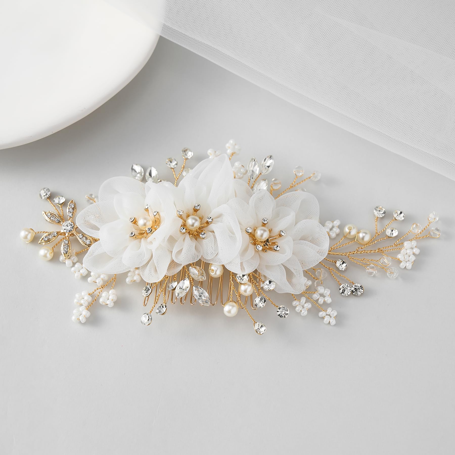 SWEETV Pearl and Leaf Hair Comb Pins - Elegant Bridal Hair Accessories for Wedding, Party, Prom | Perfect for Brides, Bridesmaids, and Special Occasions