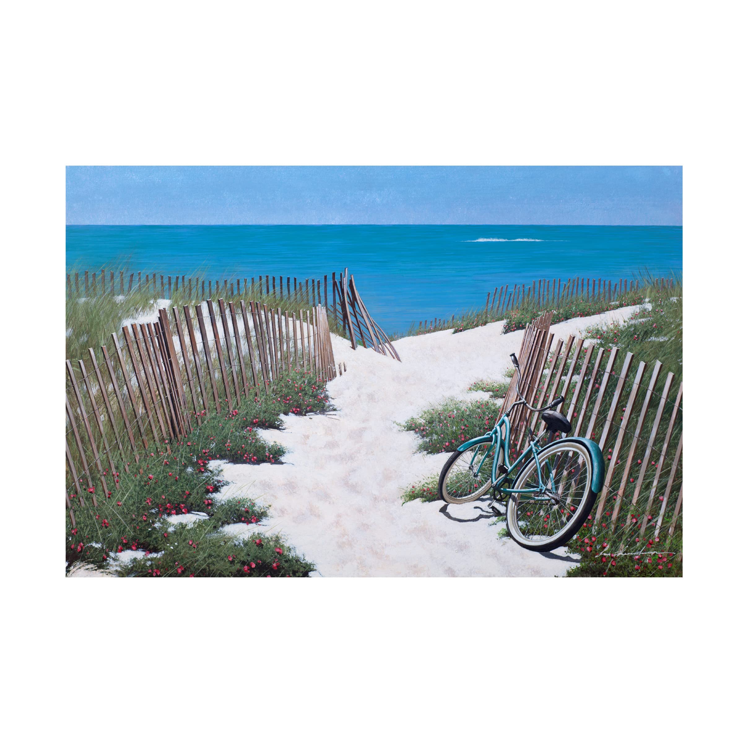 Trademark Fine Art 'Beach Bike' Canvas Wall Art by Zhen Huan Lu - Coastal Decor for Living Room, Bedroom & Office